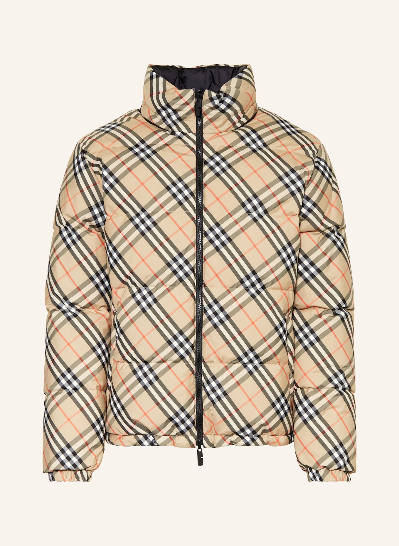 BURBERRY Daunenjacke SNOWDON zum Wenden: CAMEL / DUNKELGRAU / ROT