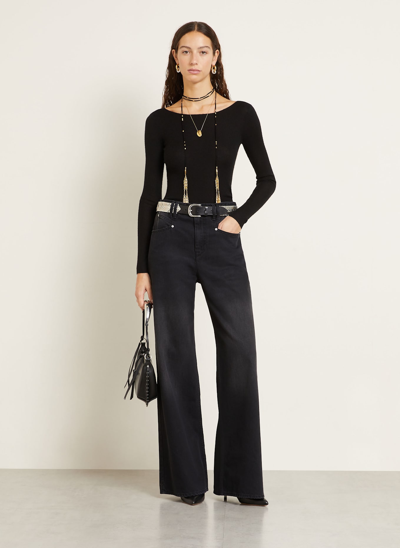 ISABEL MARANT Cashmere-Pullover IZZIE mit Seide: SCHWARZ