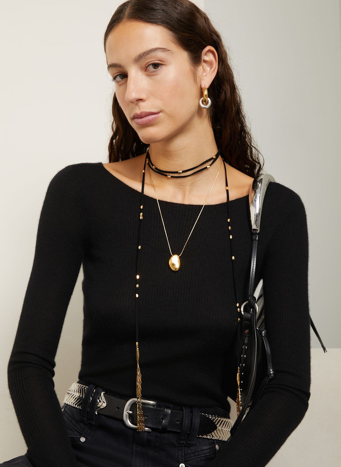 ISABEL MARANT Cashmere-Pullover IZZIE mit Seide: SCHWARZ