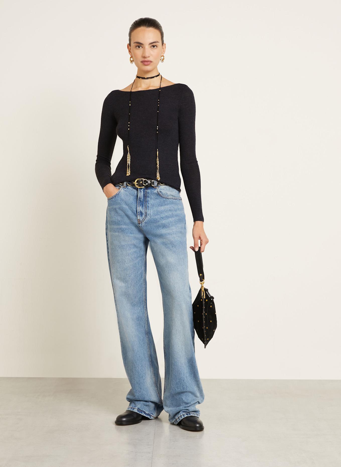 ISABEL MARANT Cashmere-Pullover IZZIE mit Seide: DUNKELGRAU