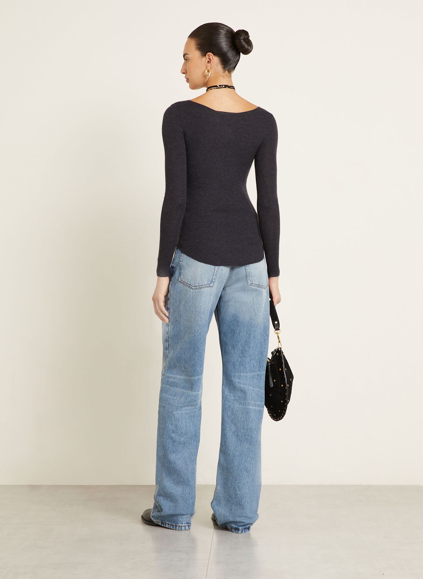 ISABEL MARANT Cashmere-Pullover IZZIE mit Seide: DUNKELGRAU