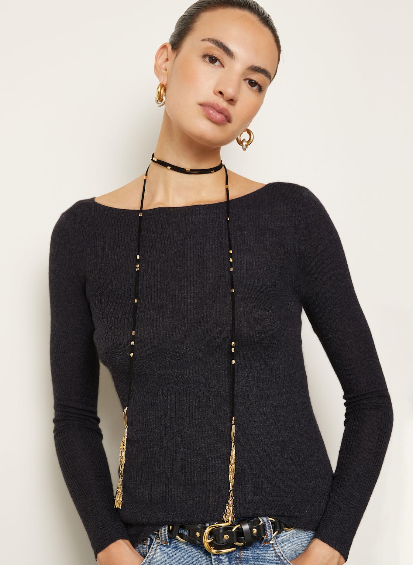 ISABEL MARANT Cashmere-Pullover IZZIE mit Seide: DUNKELGRAU