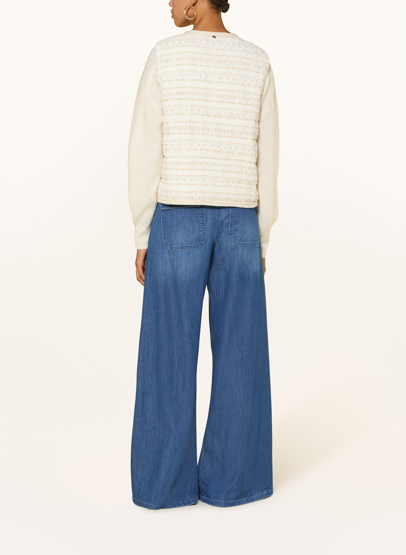 Rich & Royal Steppweste aus Tweed mit Glitzergarn: WEISS / GOLD