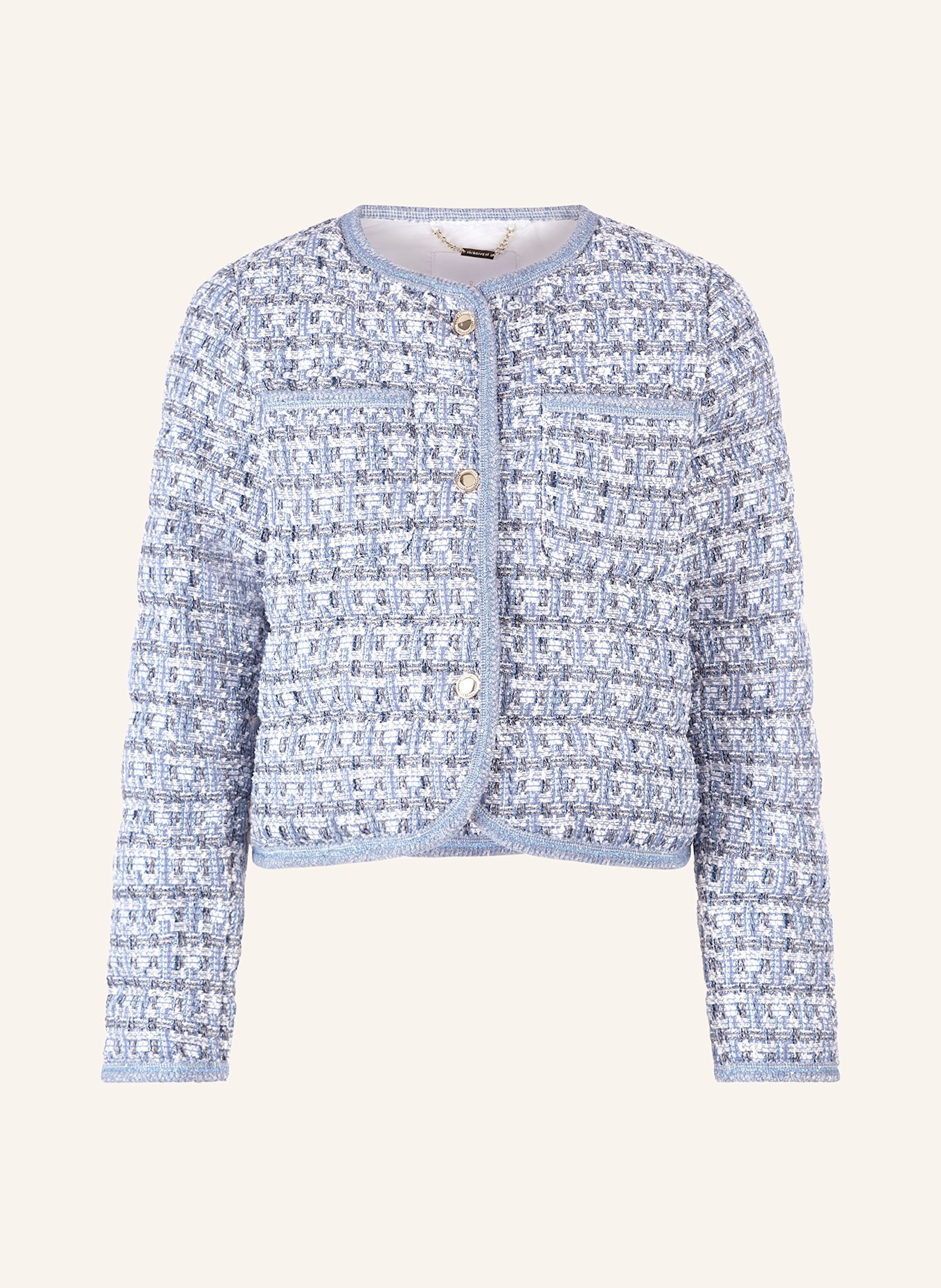 Rich & Royal Tweed-Jacke mit Glitzergarn: HELLBLAU / WEISS