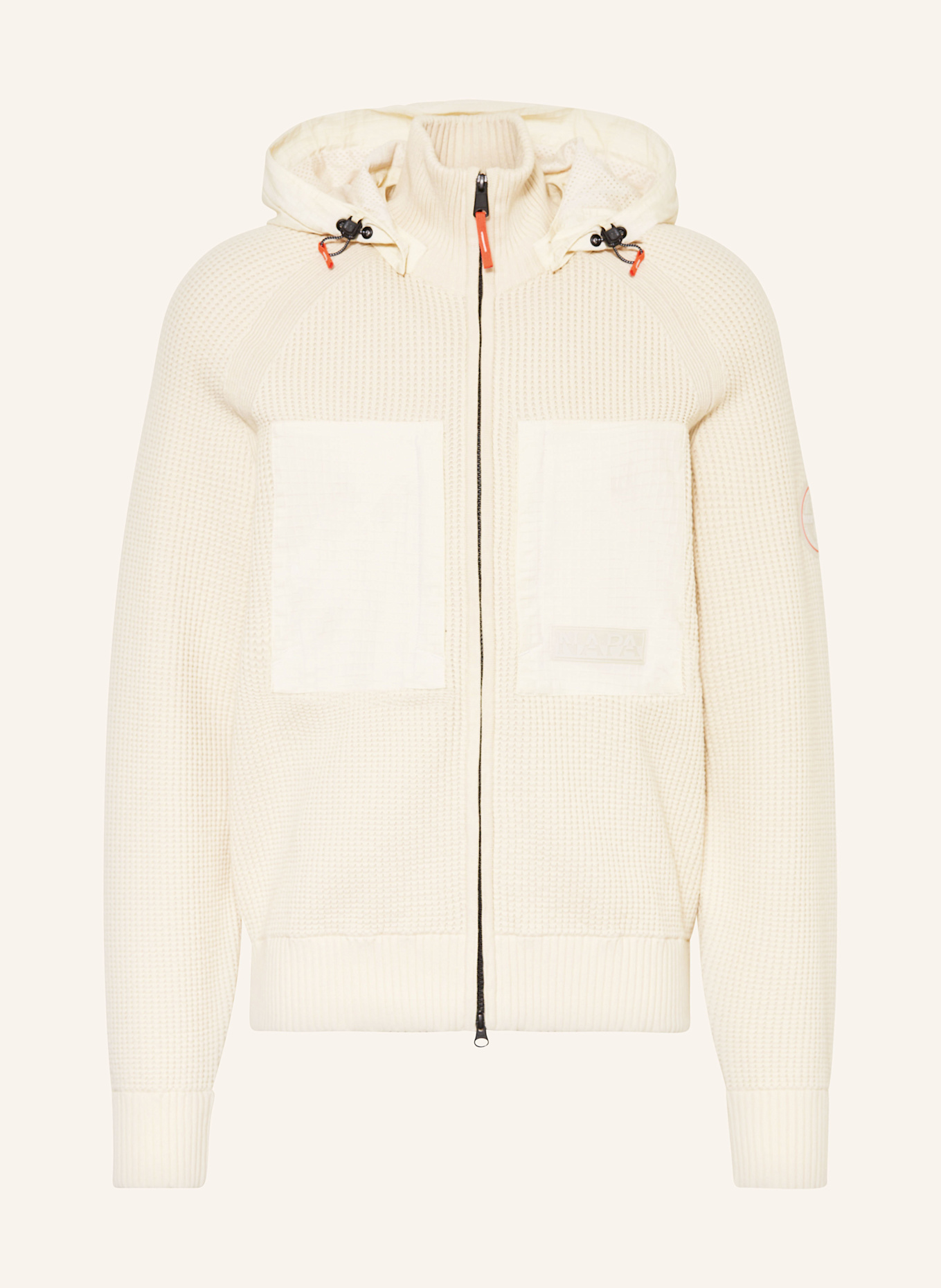 NAPAPIJRI Strickjacke A-VANOI im Materialmix mit abnehmbarer Kapuze: CREME
