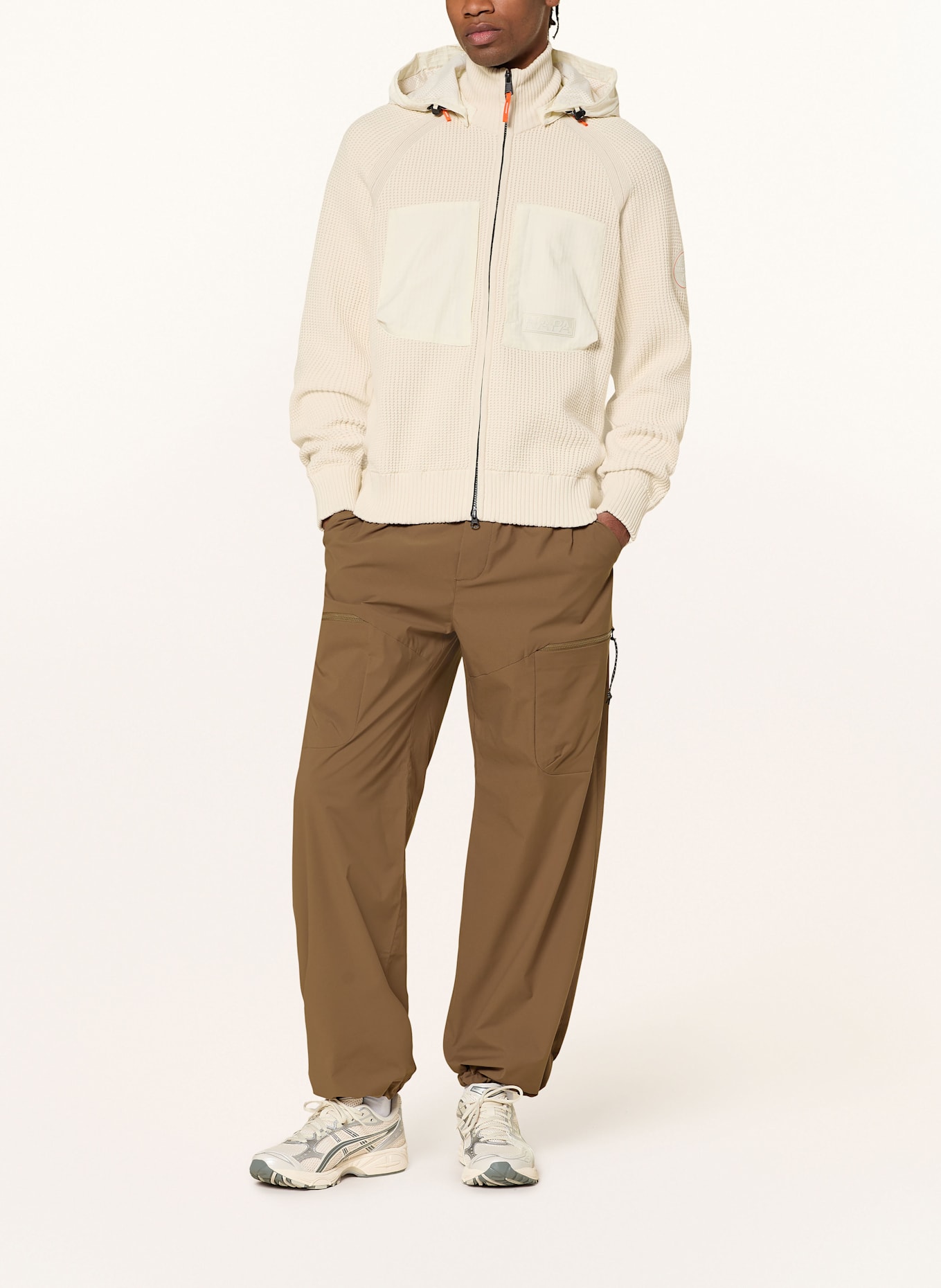 NAPAPIJRI Strickjacke A-VANOI im Materialmix mit abnehmbarer Kapuze: CREME