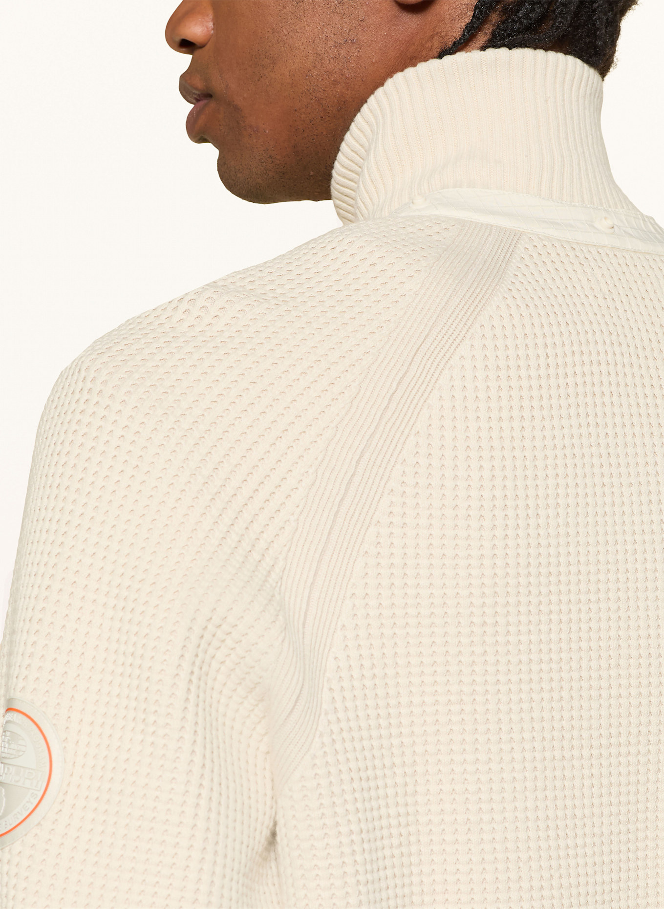 NAPAPIJRI Strickjacke A-VANOI im Materialmix mit abnehmbarer Kapuze: CREME