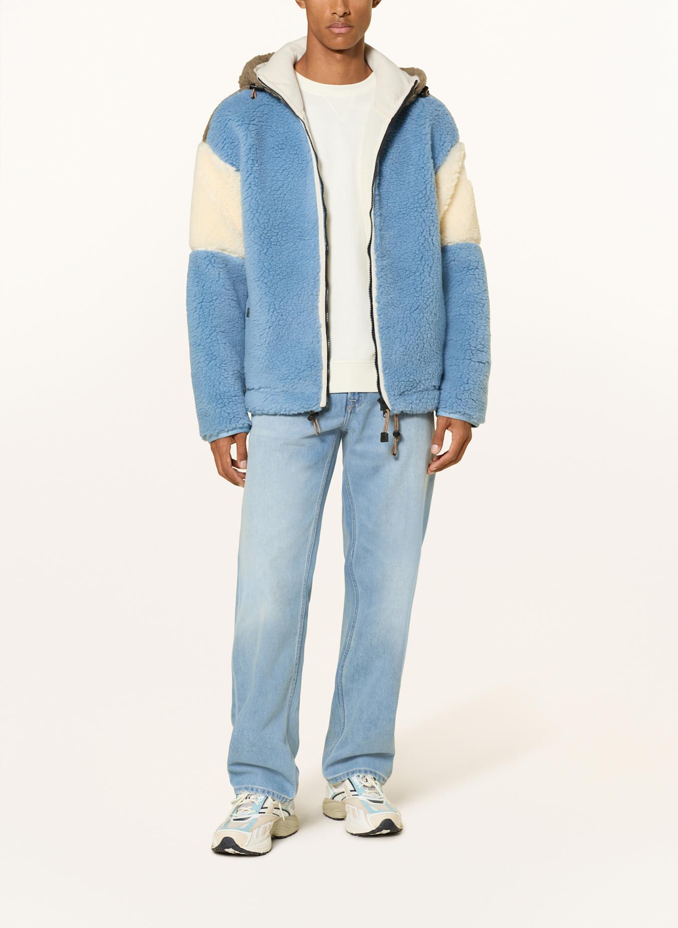 NAPAPIJRI T-TIRES fleece jacket: LIGHT BLUE / ECRU / KHAKI