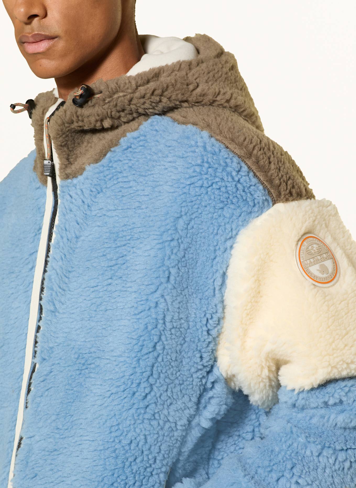 NAPAPIJRI T-TIRES fleece jacket: LIGHT BLUE / ECRU / KHAKI