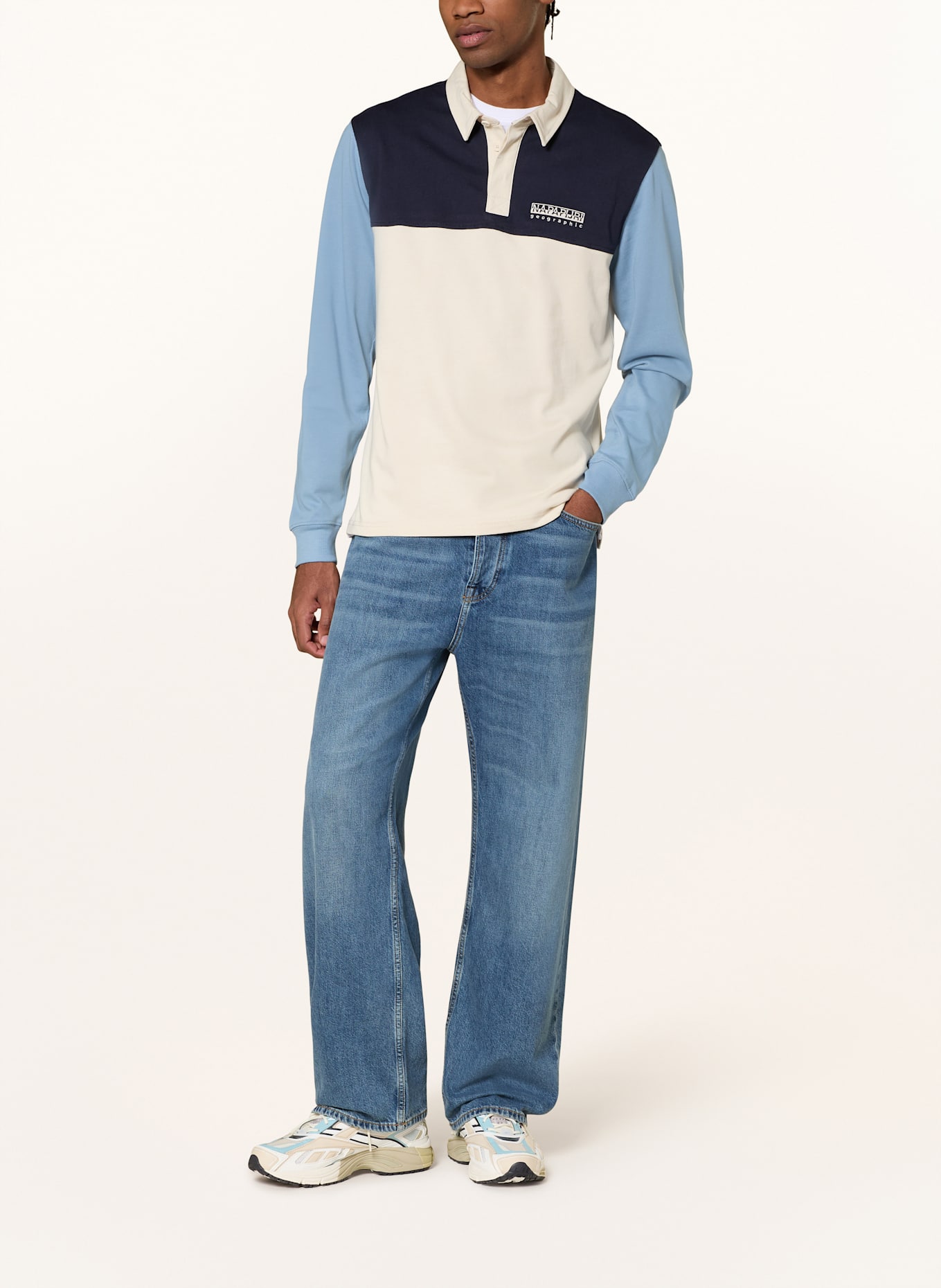 NAPAPIJRI Rugbyshirt E-MONT: ECRU / BLAU / HELLBLAU