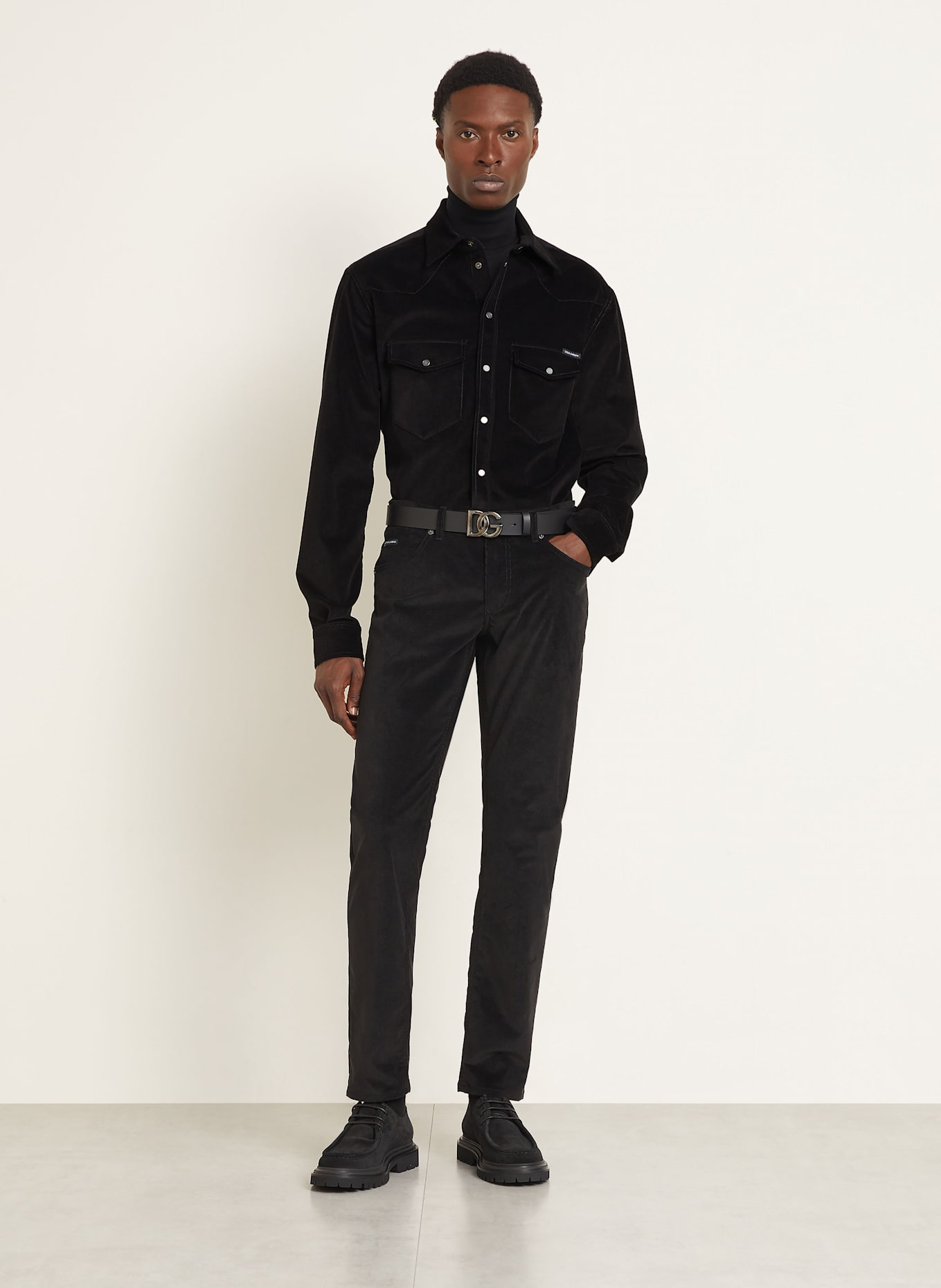 DOLCE & GABBANA Cordhemd Regular Fit: SCHWARZ