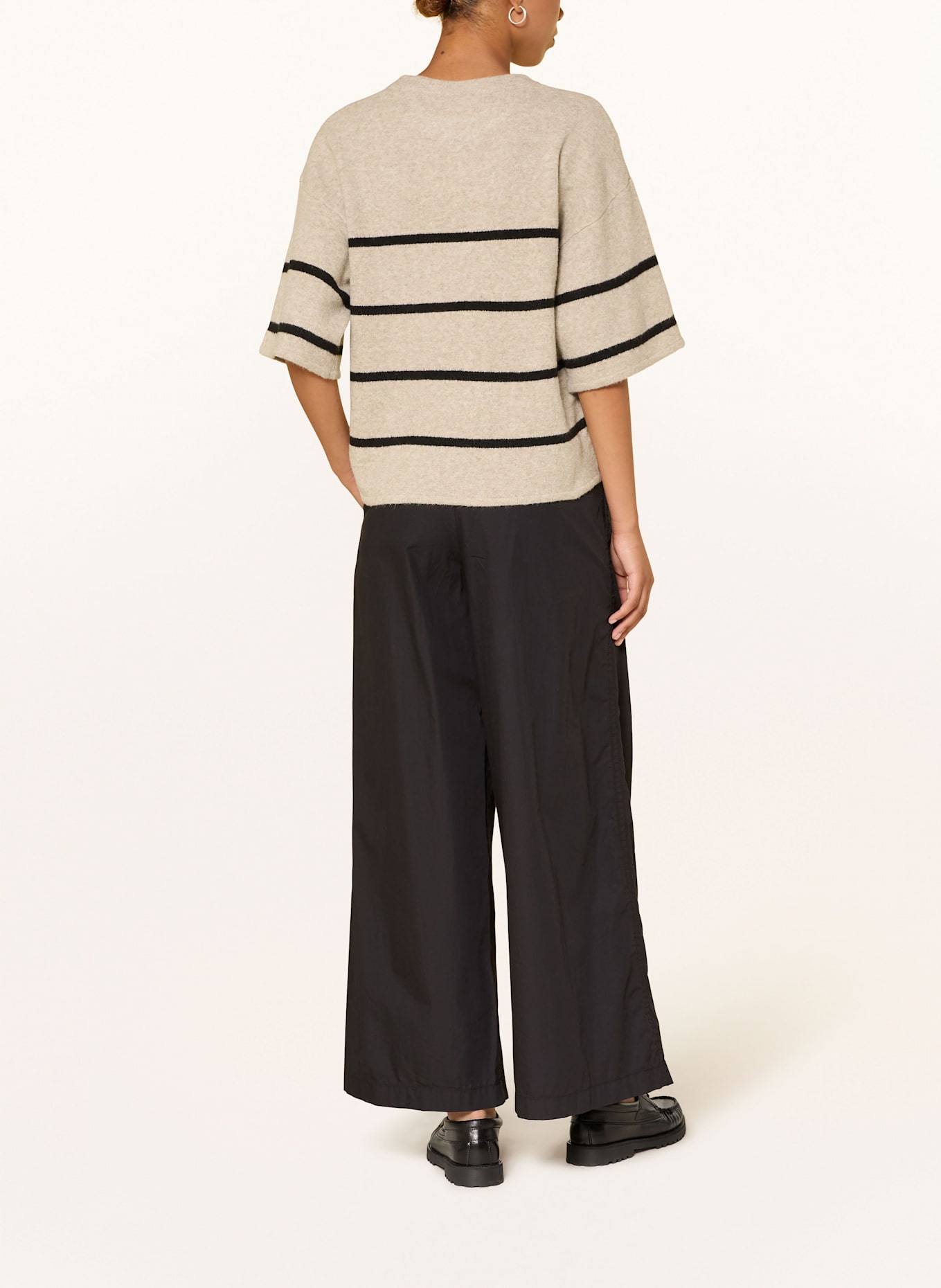 ICHI Strickshirt IHDASLIA: BEIGE / SCHWARZ