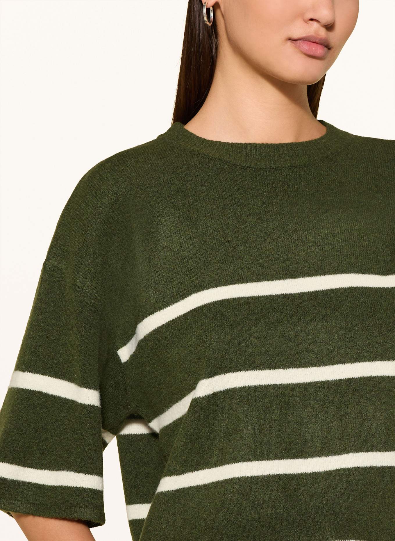 ICHI Strickshirt IHDASLIA: DUNKELGRÜN / WEISS