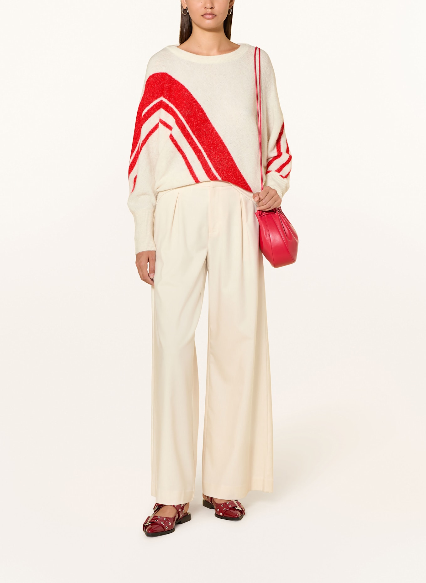 ICHI Pullover IHKAMARA: WEISS / ROT