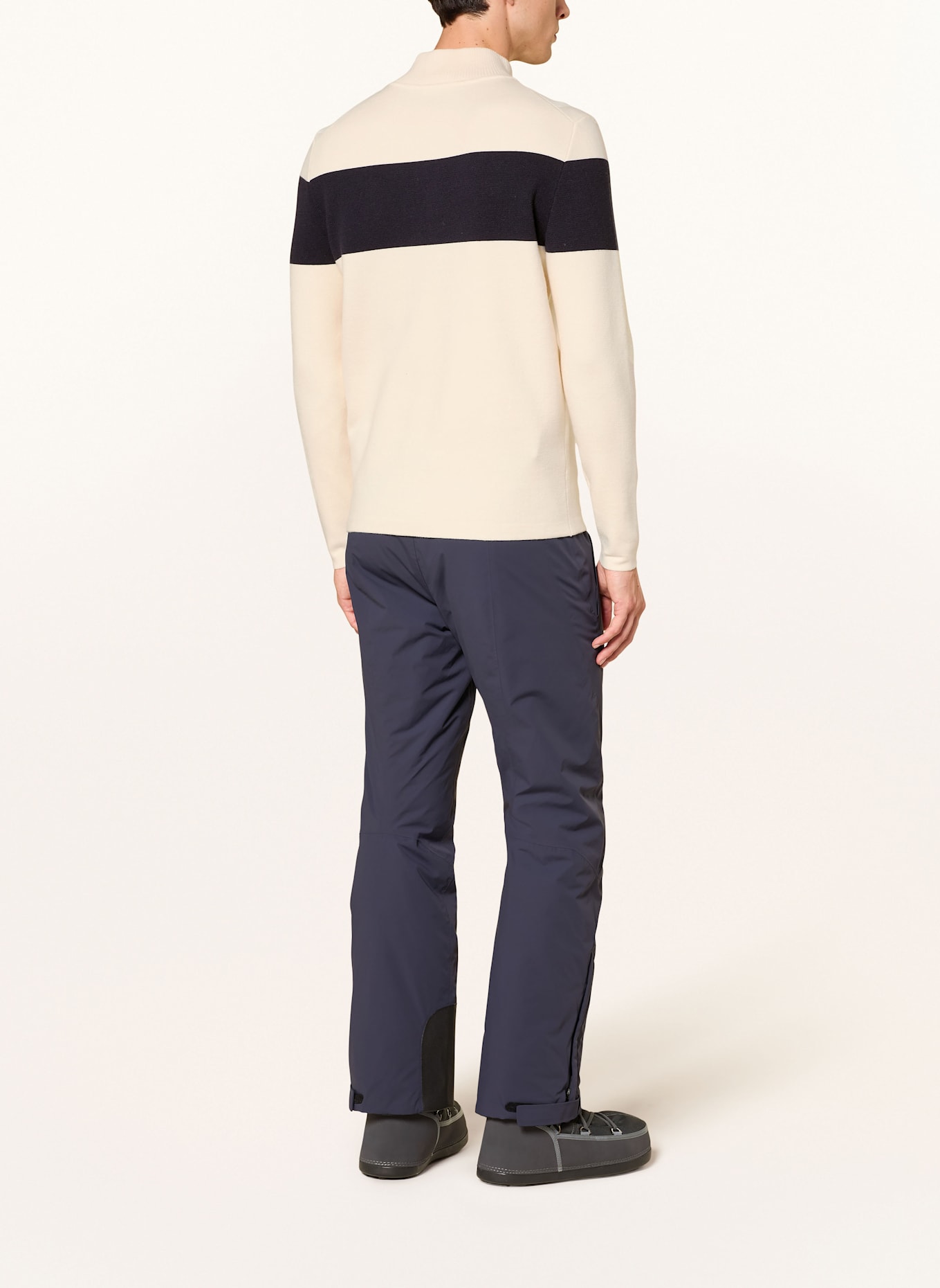 WE NORWEGIANS Troyer HOLMENKOLLEN mit Merinowolle: WEISS / DUNKELBLAU