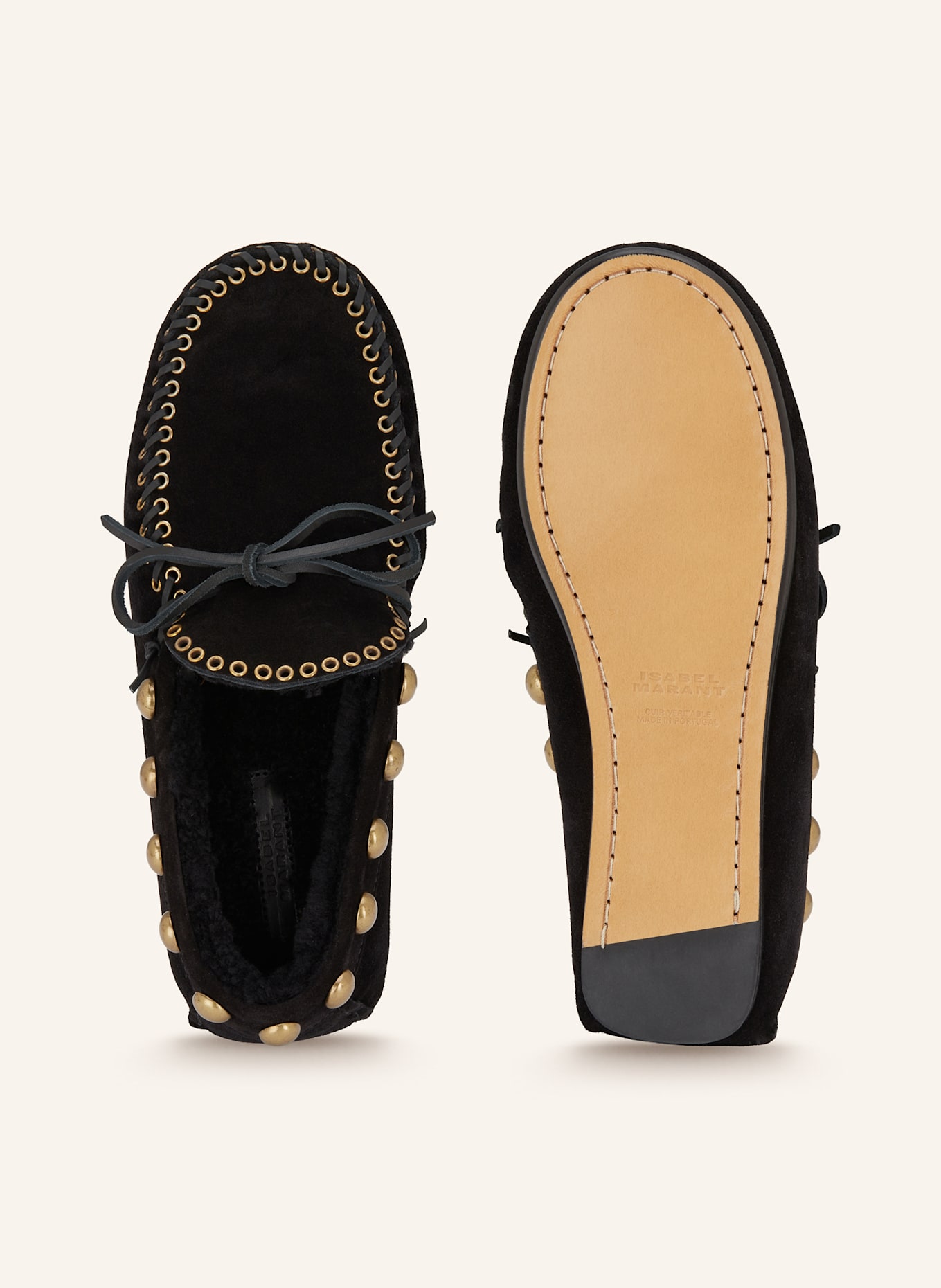ISABEL MARANT Mokasyny FITZA z ćwiekami: CZARNY