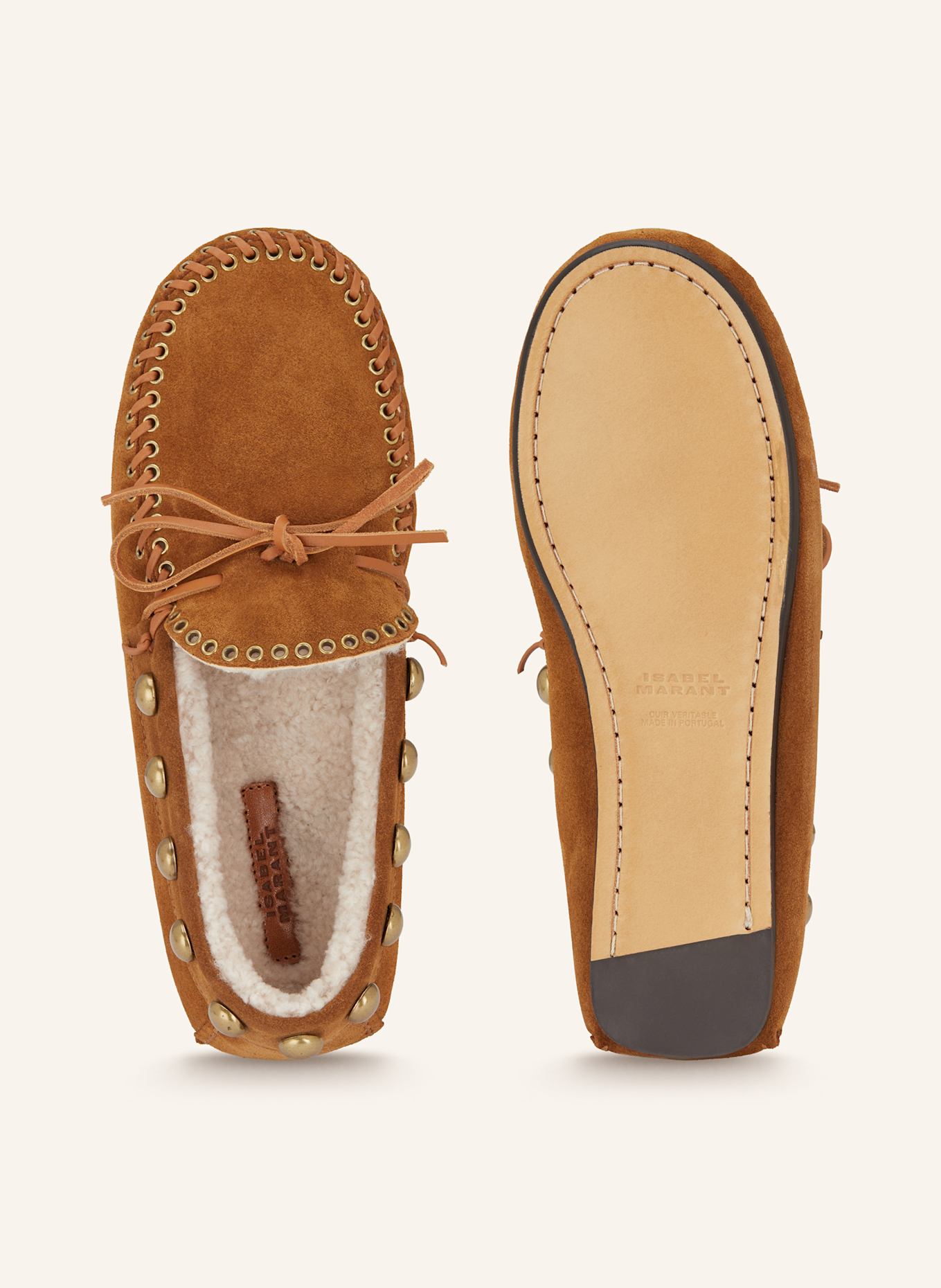 ISABEL MARANT Mokasyny FITZA z ćwiekami: KONIAKOWY