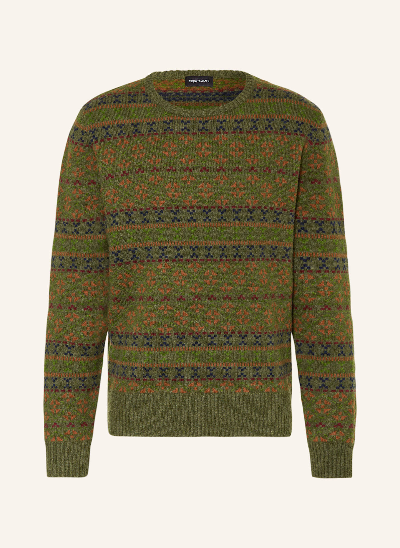 STROKESMAN'S Pullover: OLIV / DUNKELBLAU / DUNKELROT