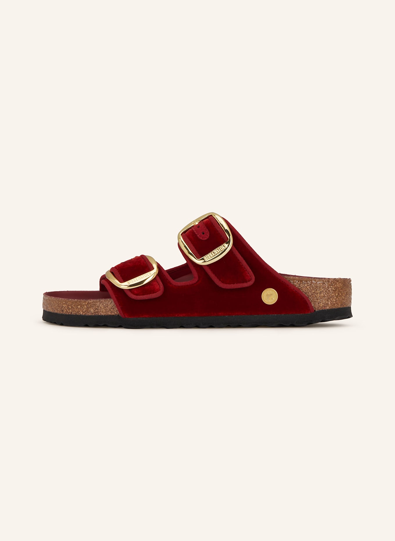 BIRKENSTOCK Pantoletten ARIZONA BIG BUCKLE PIPING RIVET: DUNKELROT
