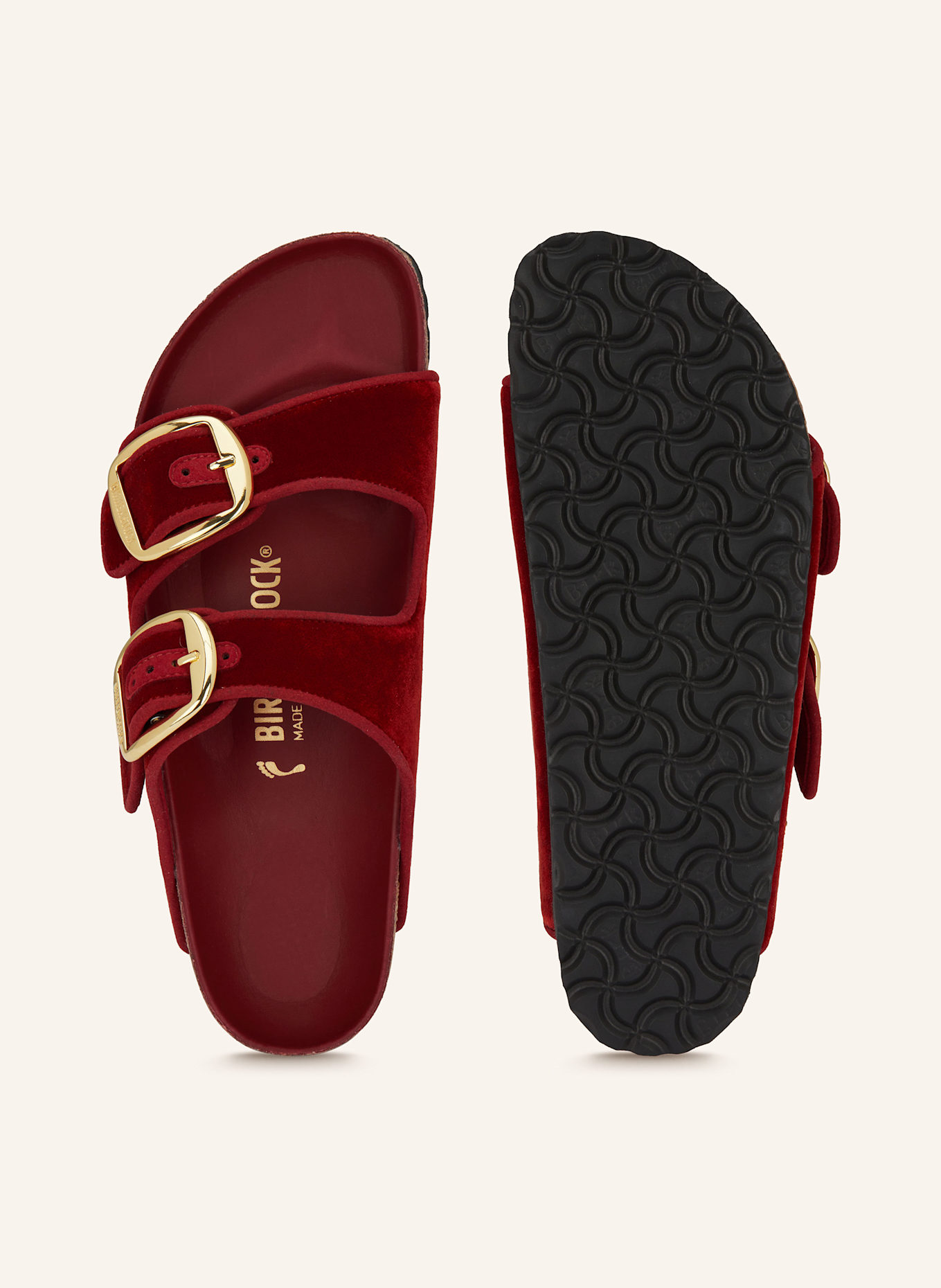 BIRKENSTOCK Pantoletten ARIZONA BIG BUCKLE PIPING RIVET: DUNKELROT