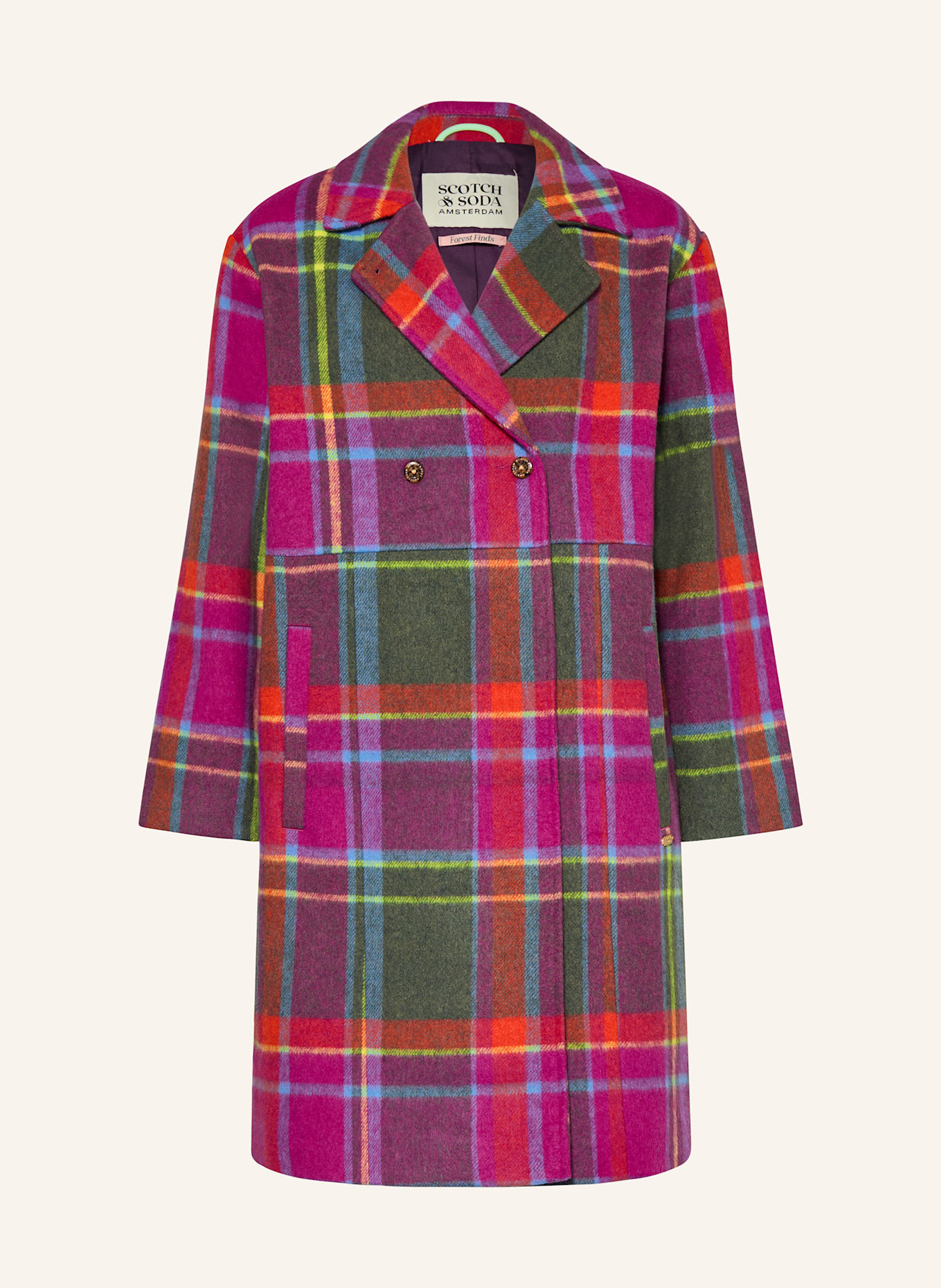 SCOTCH & SODA Oversized-Mantel: PINK / GRÜN / GELB