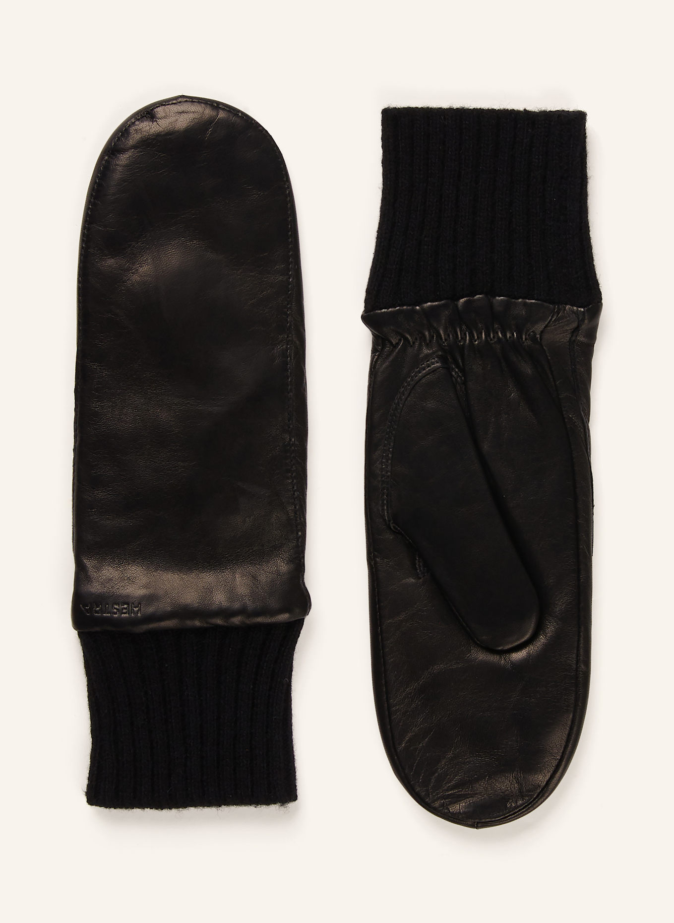 HESTRA Lederfäustlinge TINA: SCHWARZ