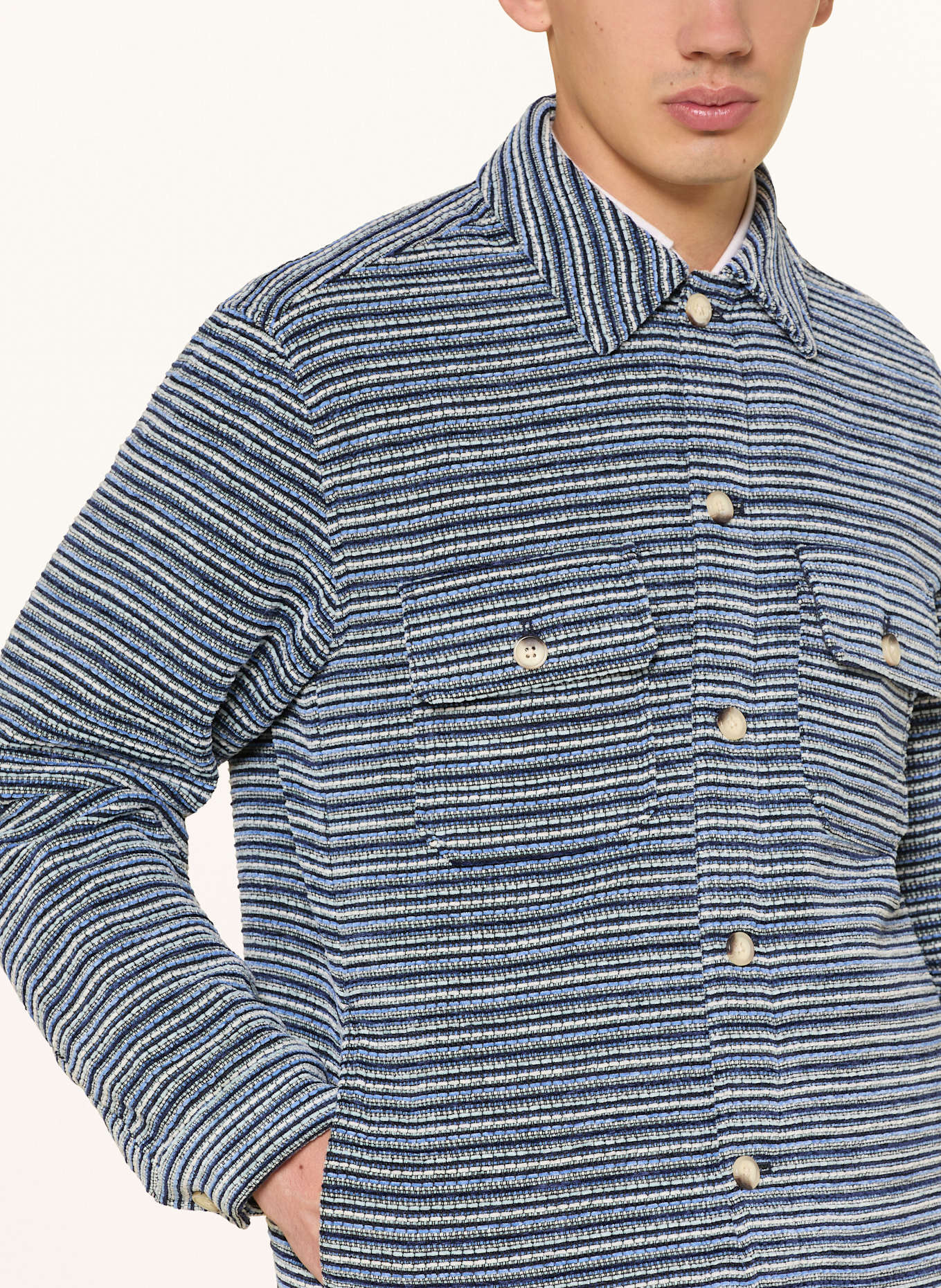 SCOTCH & SODA Overshirt: BLAU / WEISS / DUNKELBLAU
