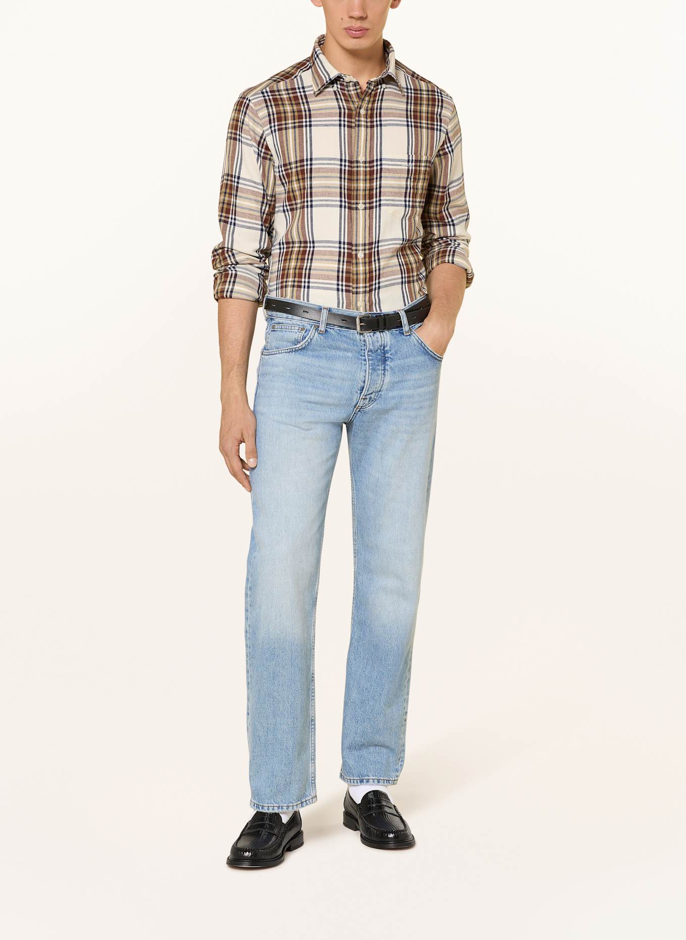 GANT Flanellhemd WINDBLOWN Regular Fit: BRAUN / HELLBRAUN / BLAU