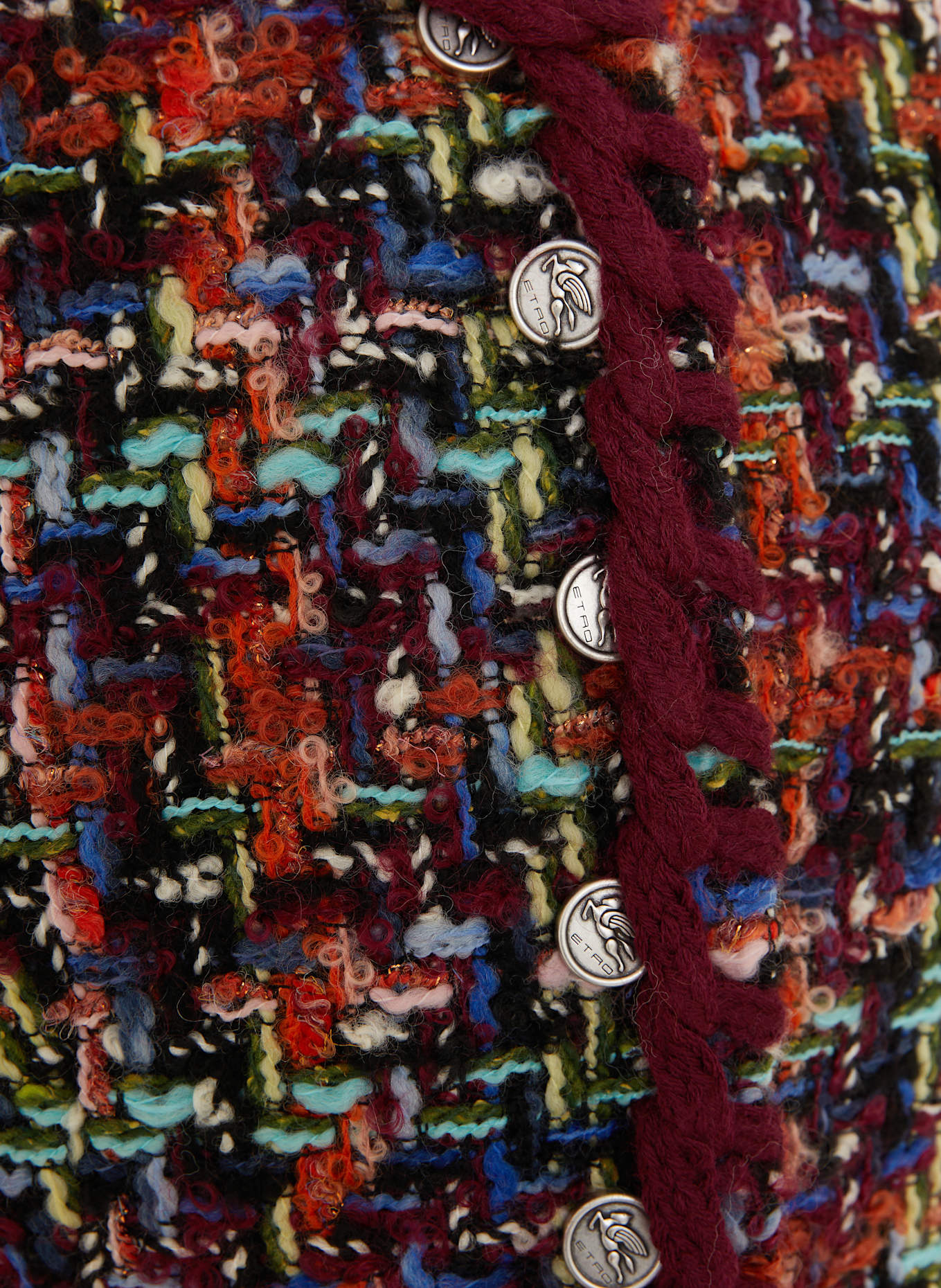 ETRO Kamizelka z tweedu z błyszczącą przędzą: CIEMNOCZERWONY / POMARAŃCZOWY / NIEBIESKI