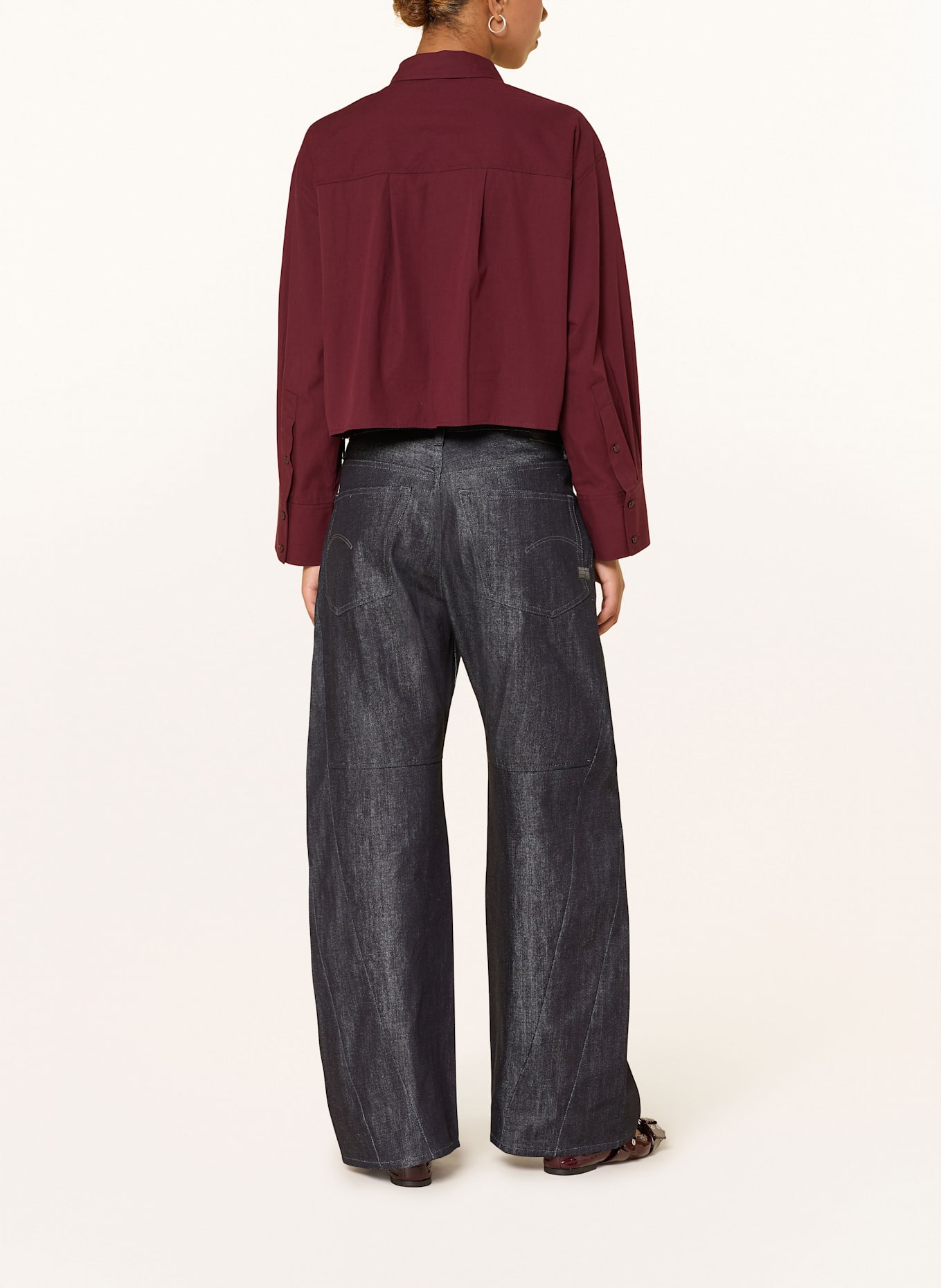 Y.A.S. Cropped-Hemdbluse: DUNKELROT