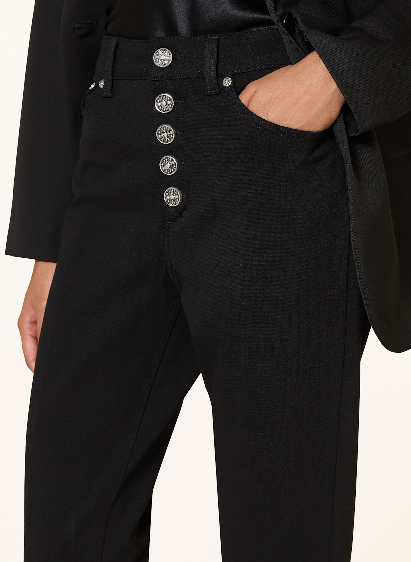 Dondup 7/8-Hose aus Jersey mit Schmucksteinen: SCHWARZ