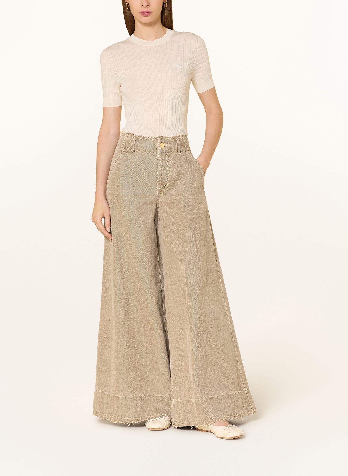 LACOSTE Strickshirt aus Merinowolle: ECRU