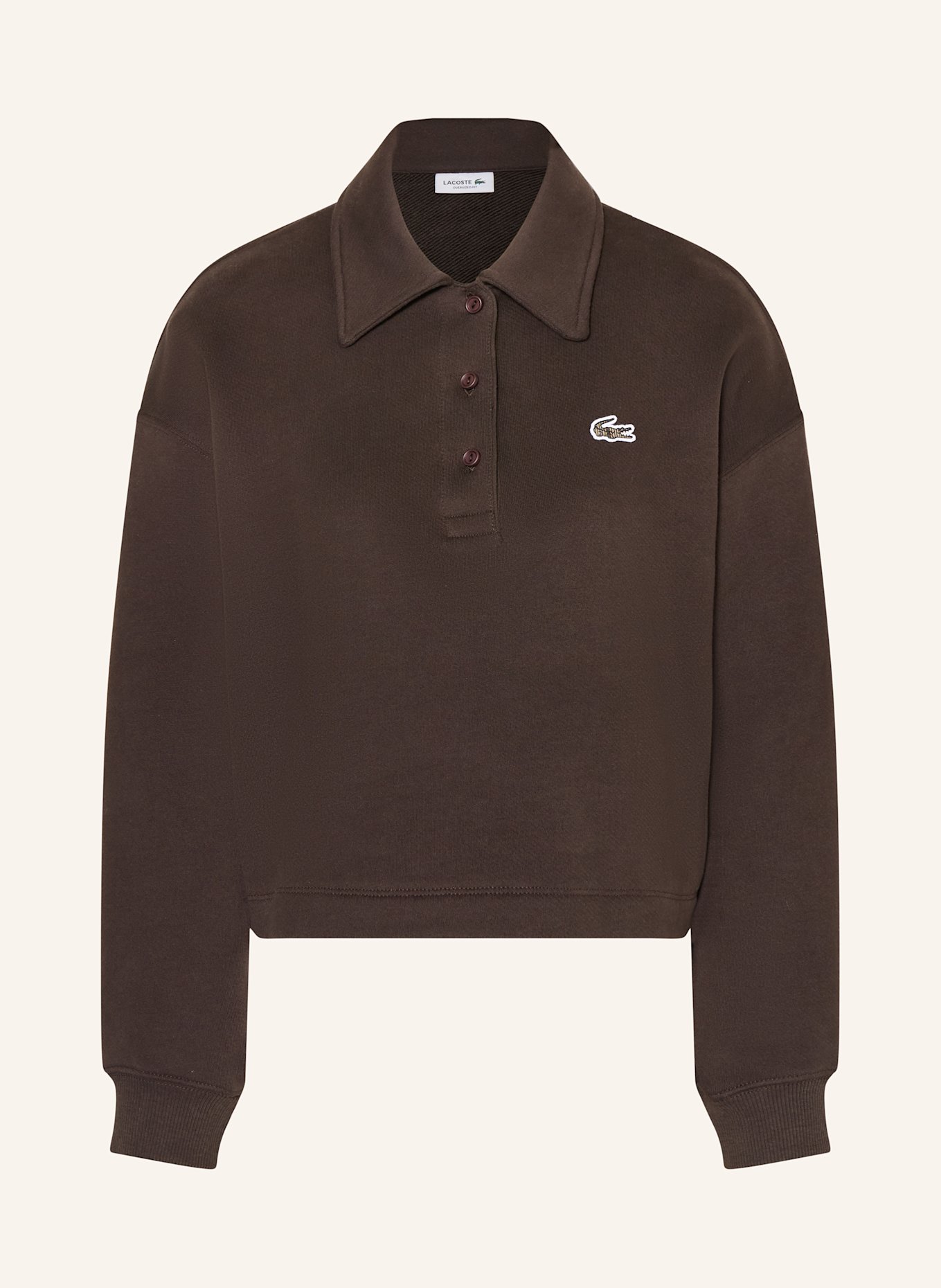 LACOSTE Sweat-Poloshirt: DUNKELBRAUN