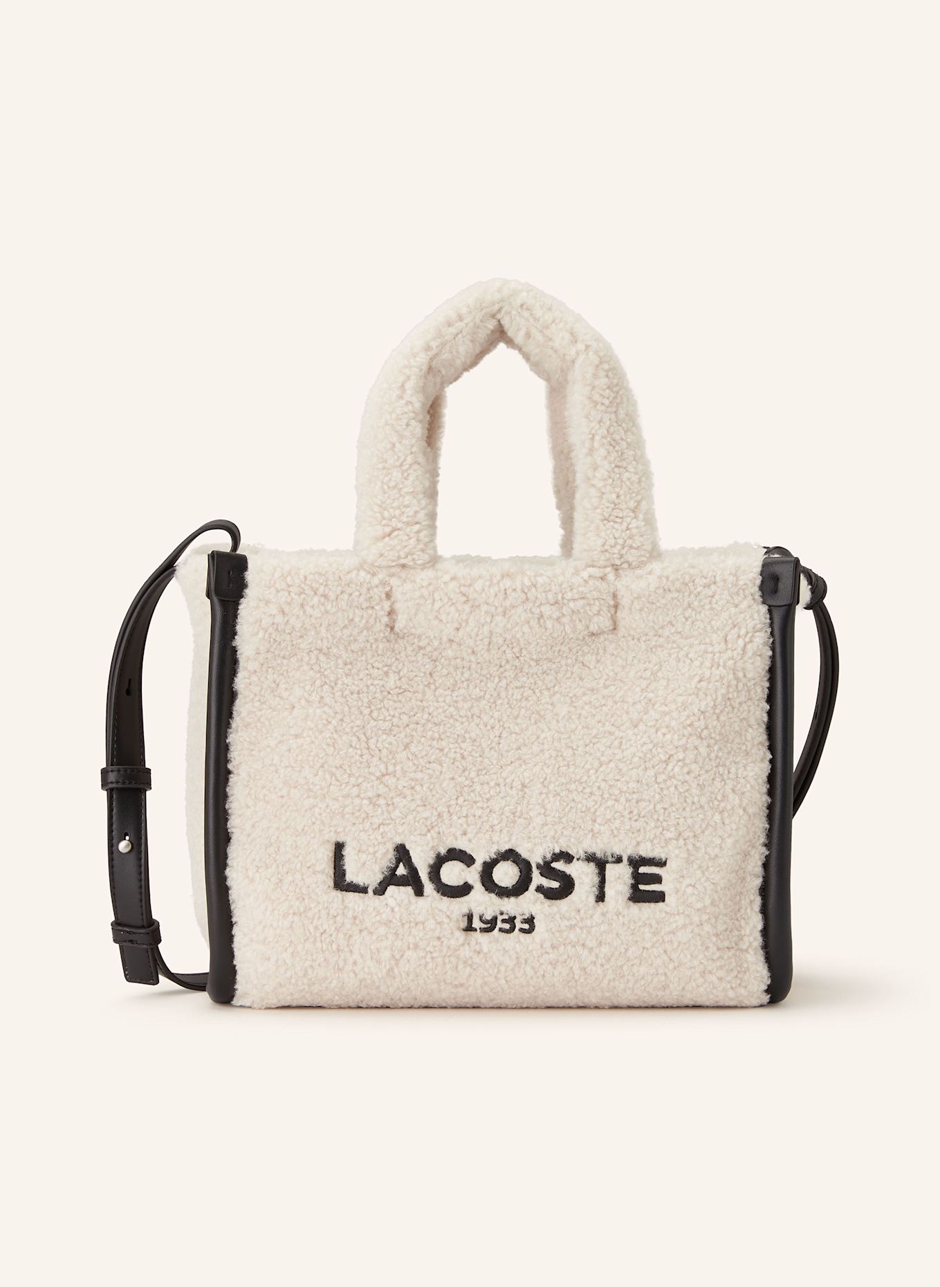 LACOSTE Kabelka HERITAGE SMALL: KRÉMOVÁ / ČERNÁ