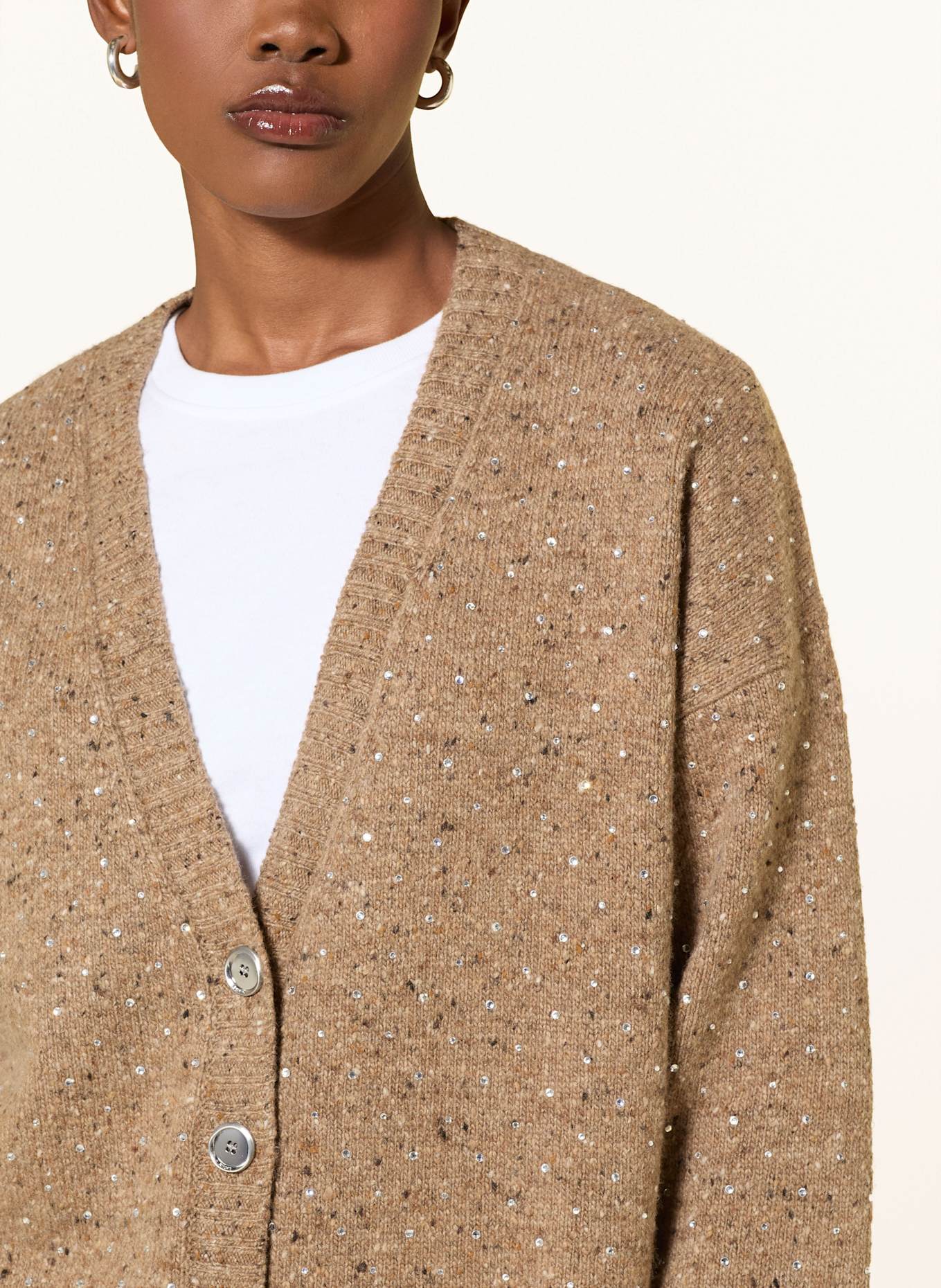 PINKO Strickjacke MARCHE mit Schmucksteinen: BRAUN