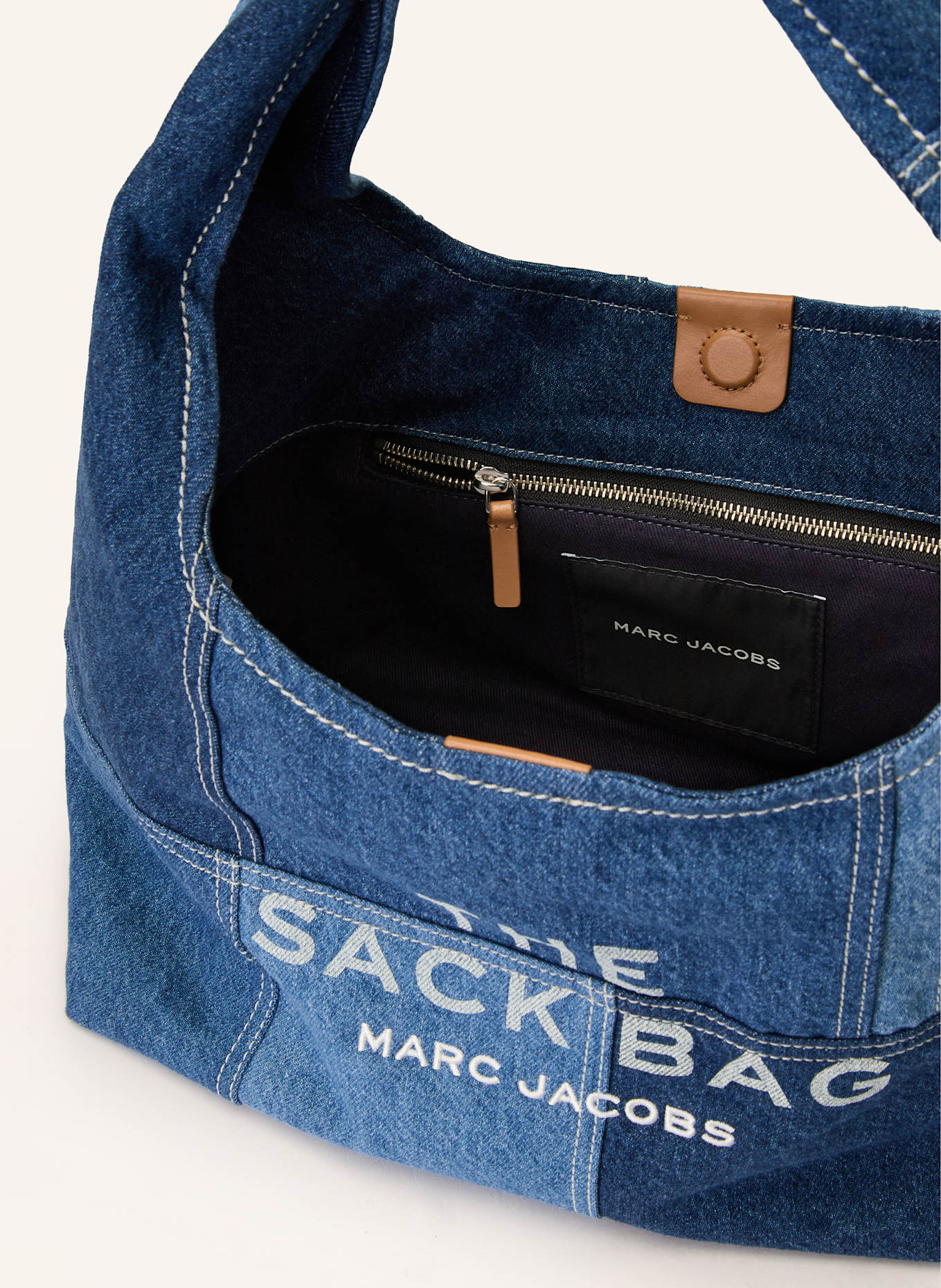 MARC JACOBS Schultertasche THE SACK BAG mit Pouch: BLAU / DUNKELBLAU / HELLBLAU