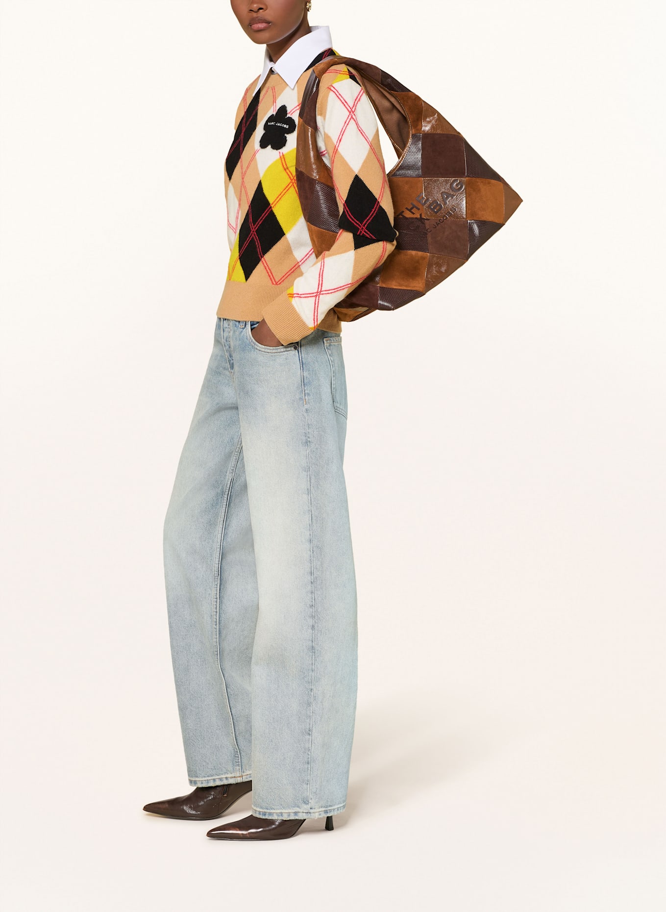 MARC JACOBS Schultertasche THE SACK BAG: BRAUN / DUNKELBRAUN / HELLBRAUN