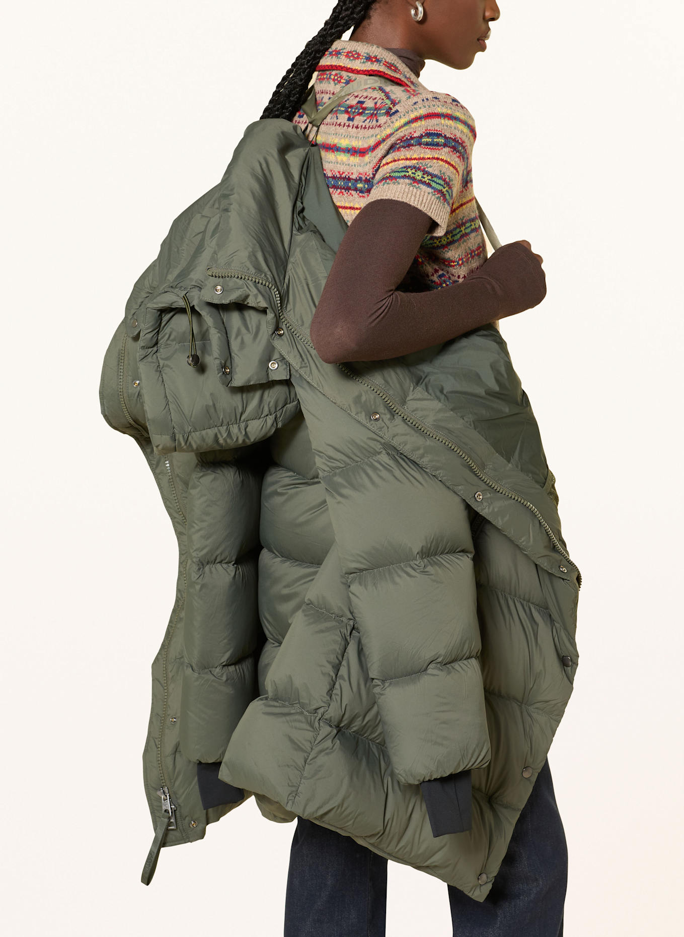 IQ STUDIO Daunenmantel mit abnehmbarer Kapuze: OLIV