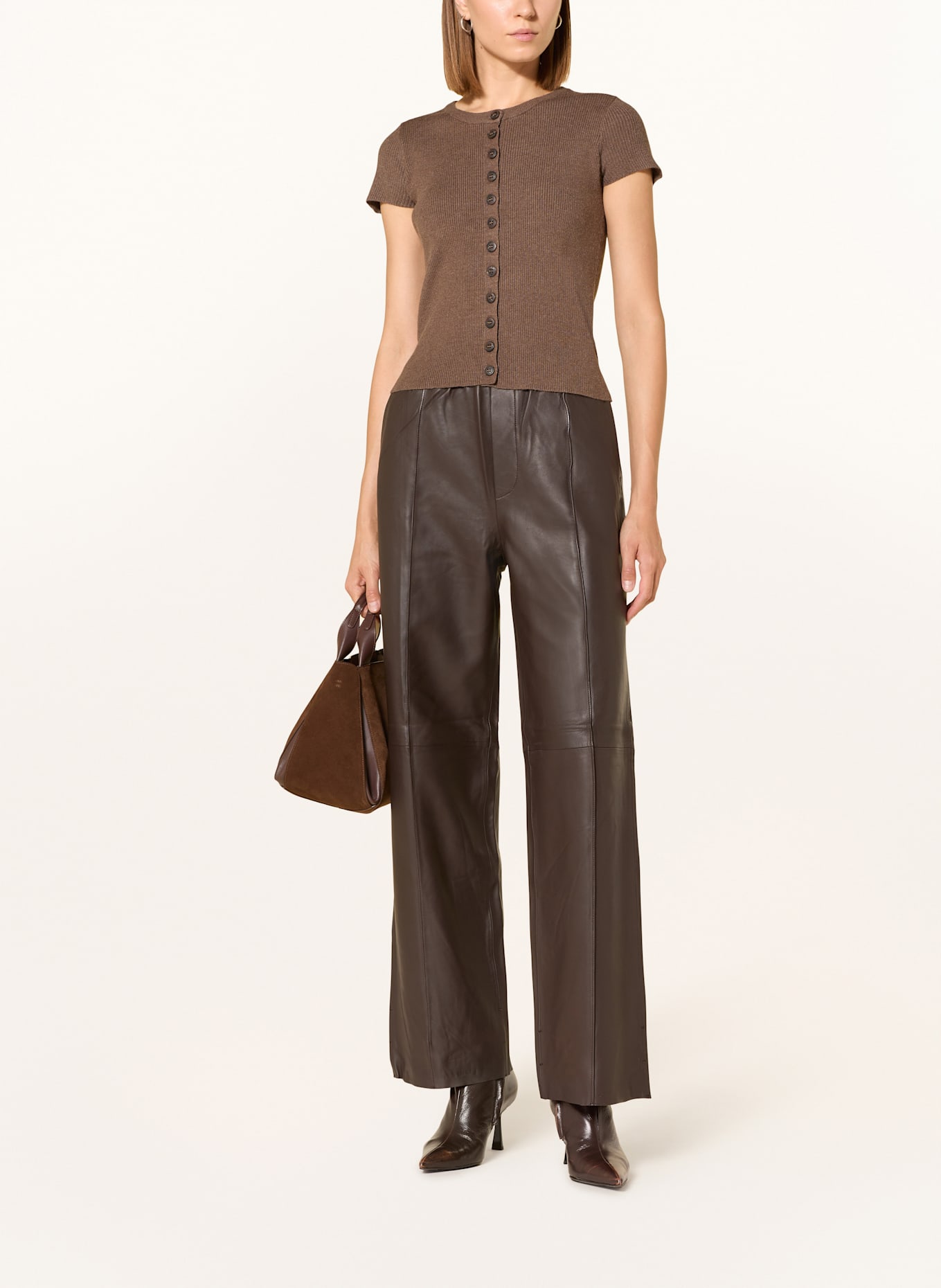 SELECTED Femme Lederhose: DUNKELBRAUN