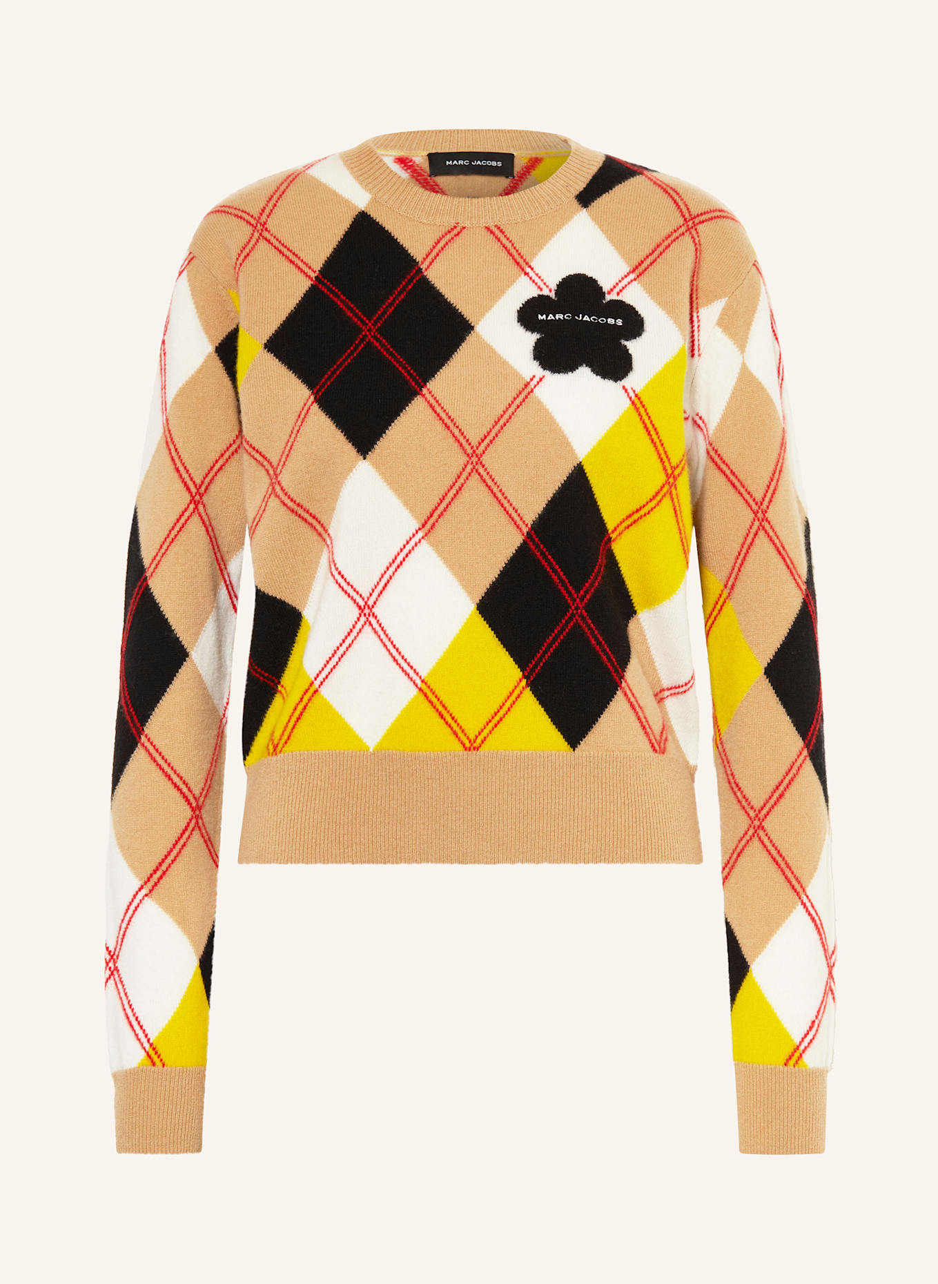 MARC JACOBS pull-over: BEIGE / JAUNE FLUO / NOIR