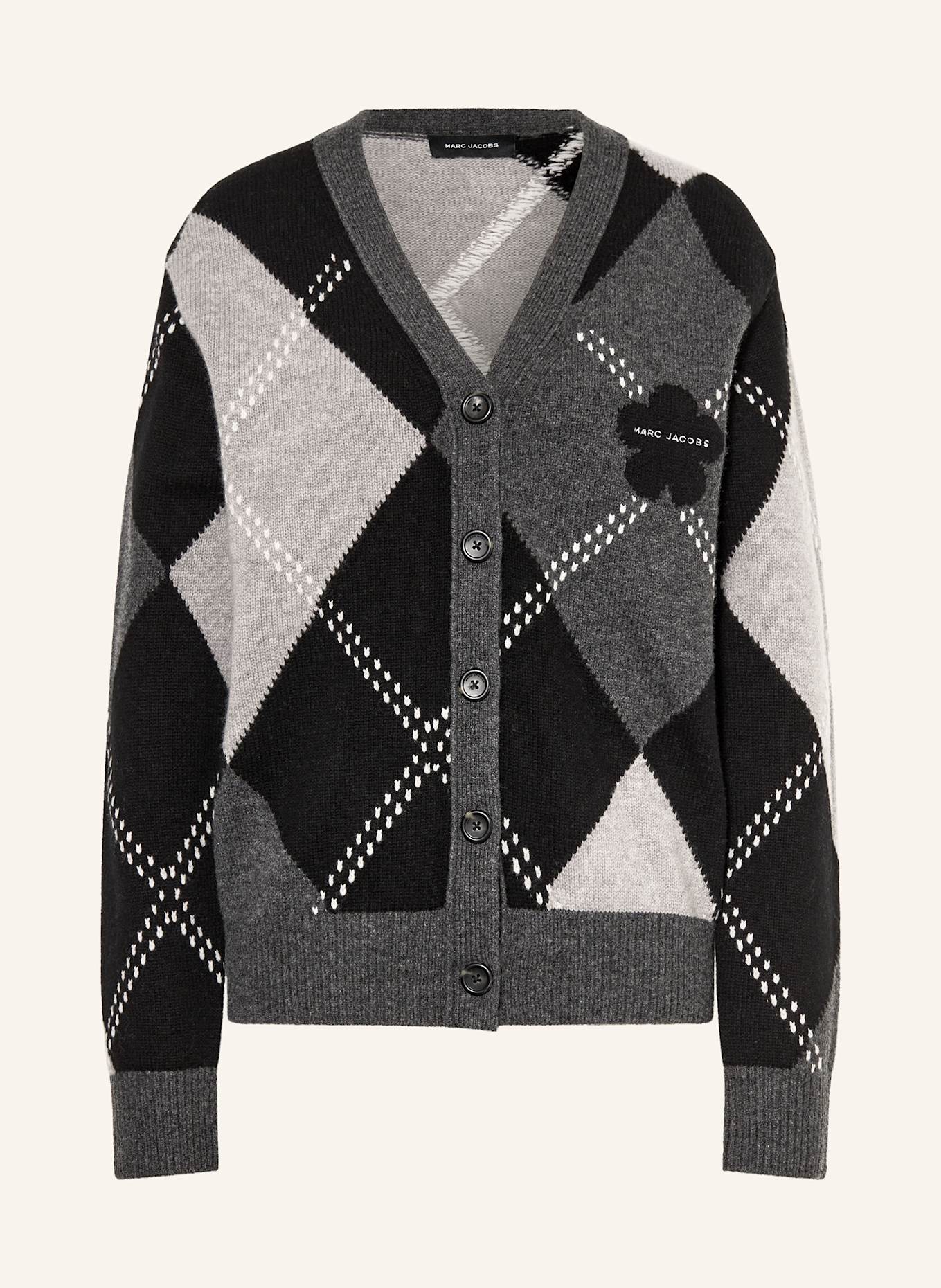 MARC JACOBS Cardigan PREPPY DAISY ARGYLE CARDIGAN: NOIR / GRIS / GRIS CLAIR