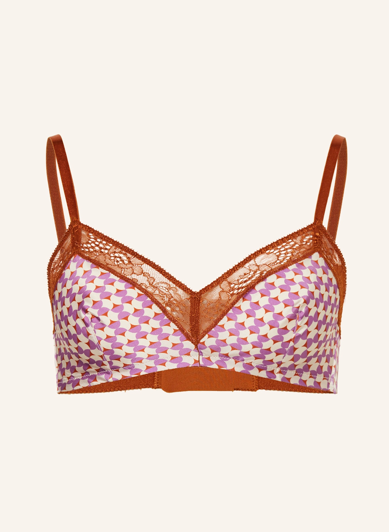 ERES Triangel-BH INDIE mit Seide: BRAUN / HELLLILA / CREME