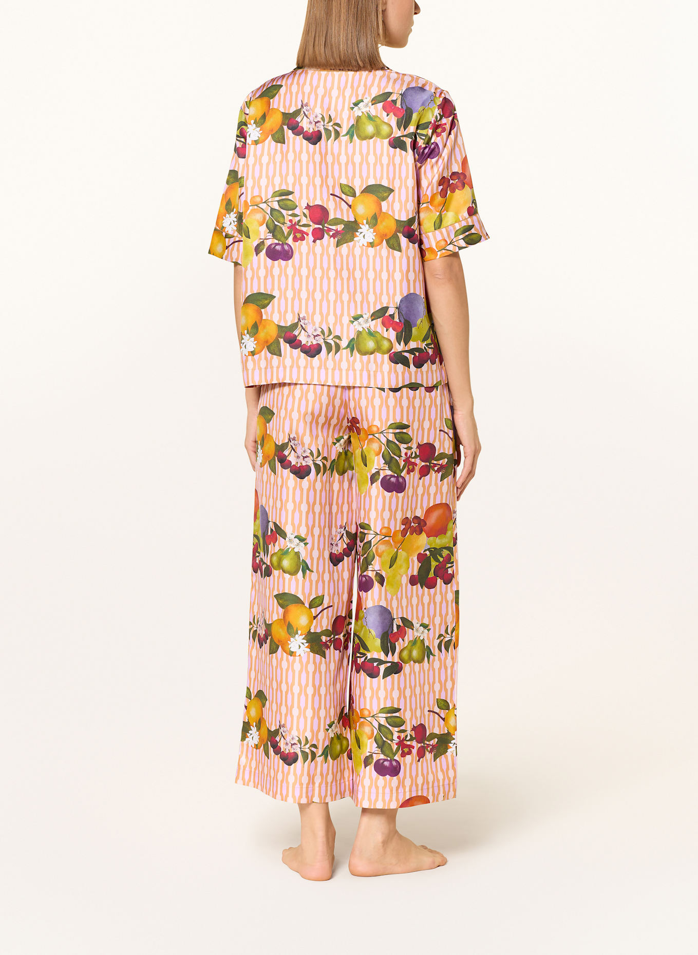 ERES CHERRY silk pajama shirt: LIGHT PURPLE / BEIGE / DARK RED