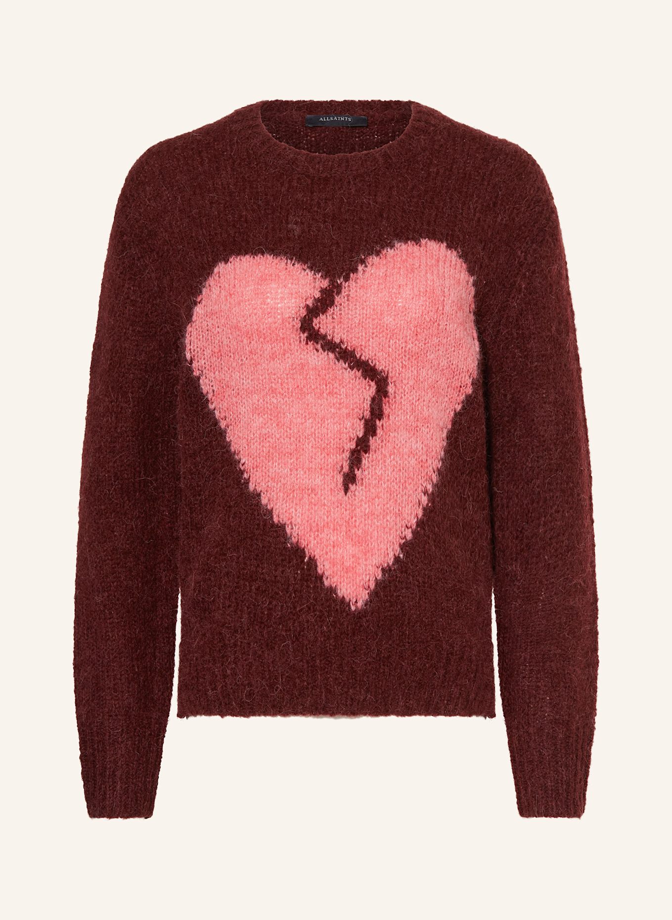 ALLSAINTS Pullover LUVHEART: DUNKELROT / ROSA