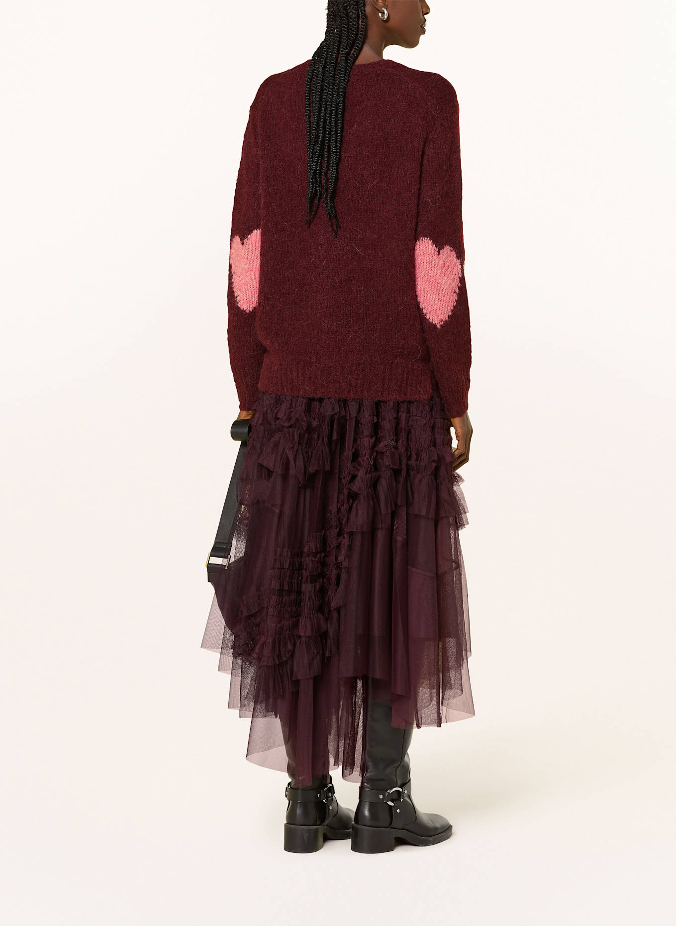 ALLSAINTS Pullover LUVHEART: DUNKELROT / ROSA