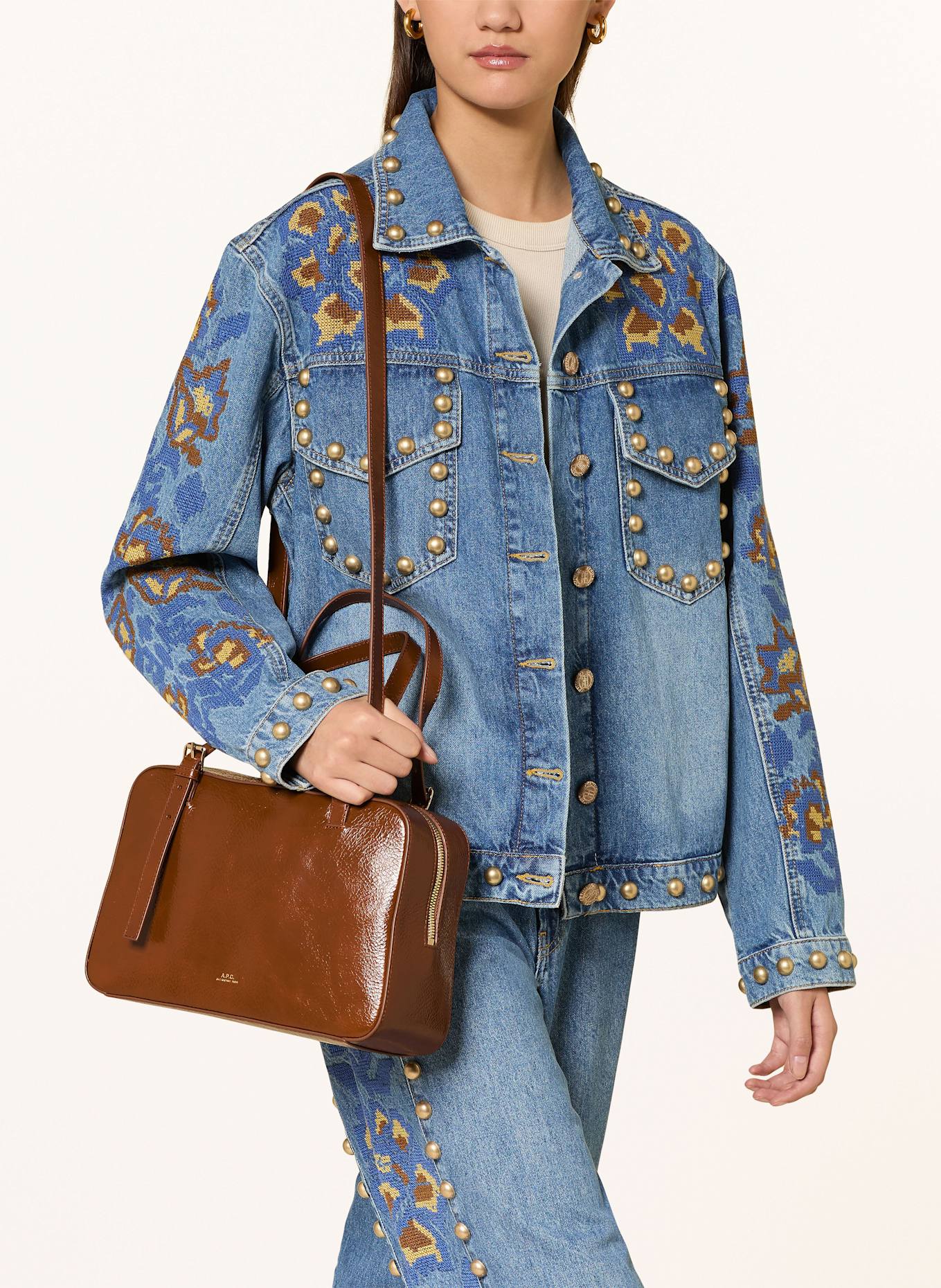 A.P.C. VIRGINIE BOX handbag: BROWN