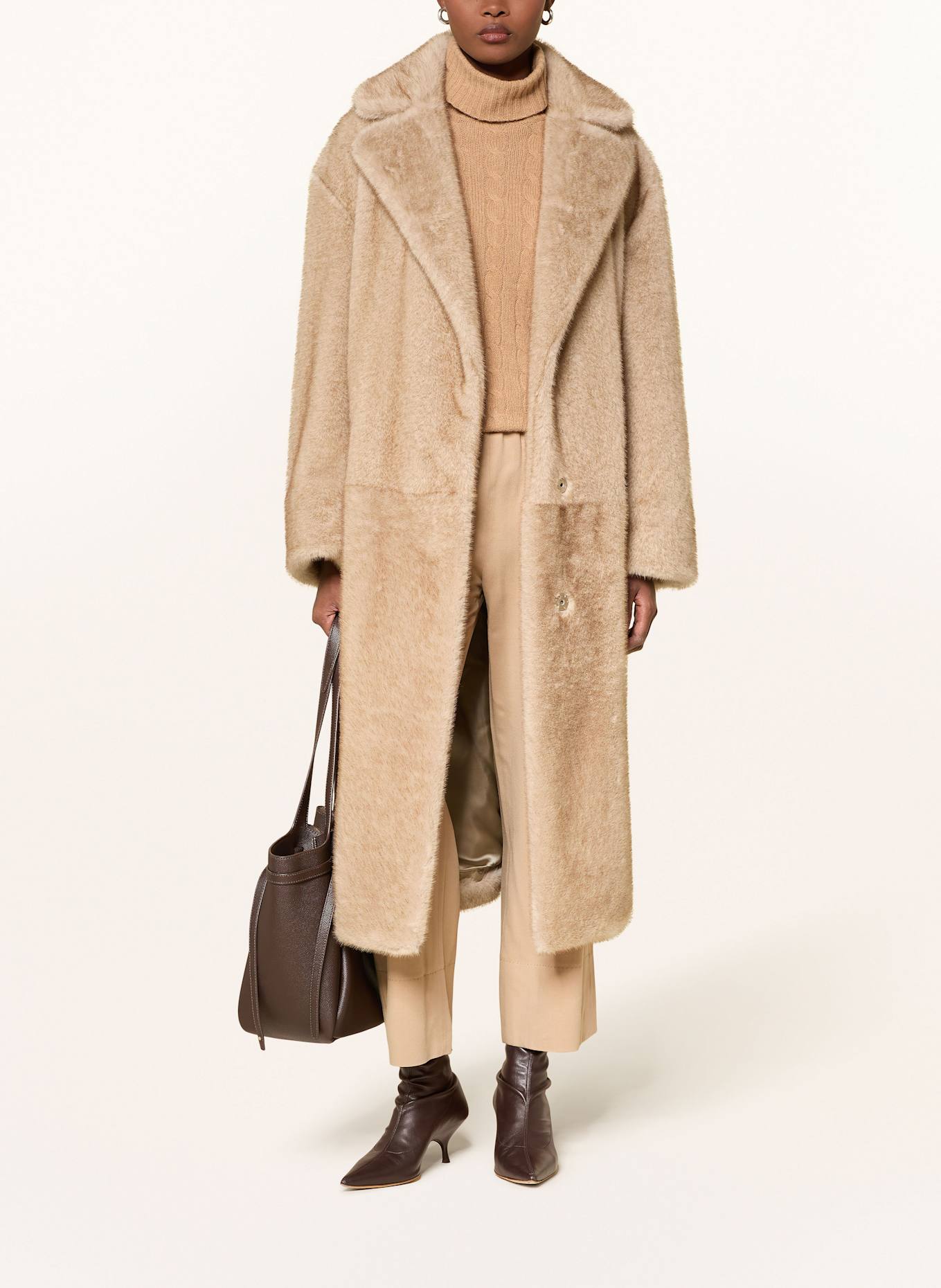 ANTONELLI firenze Kunstpelz-Mantel FRITELLA: TAUPE
