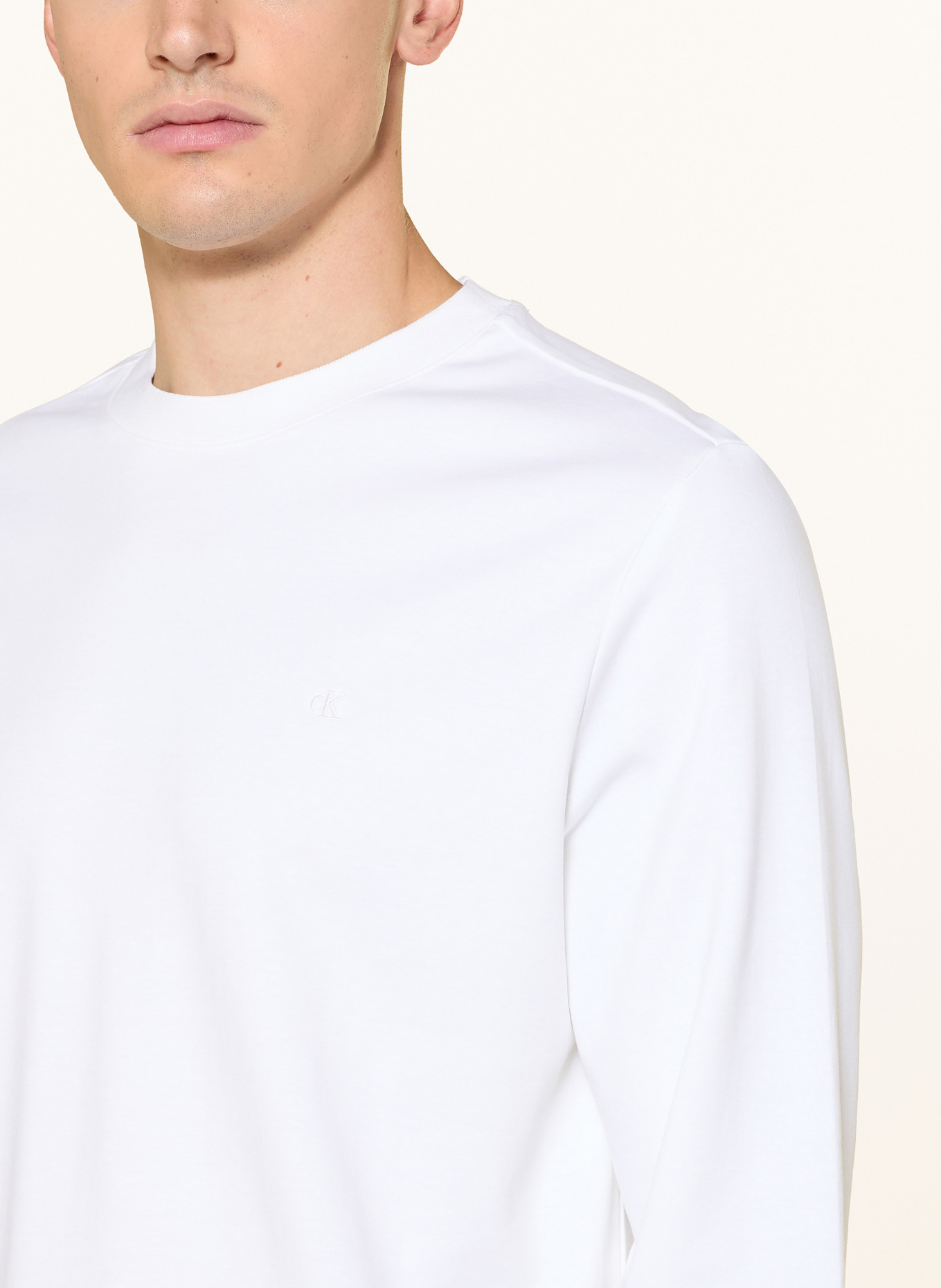Calvin Klein Longsleeve LUXE COTTON INTERLOCK: WEISS