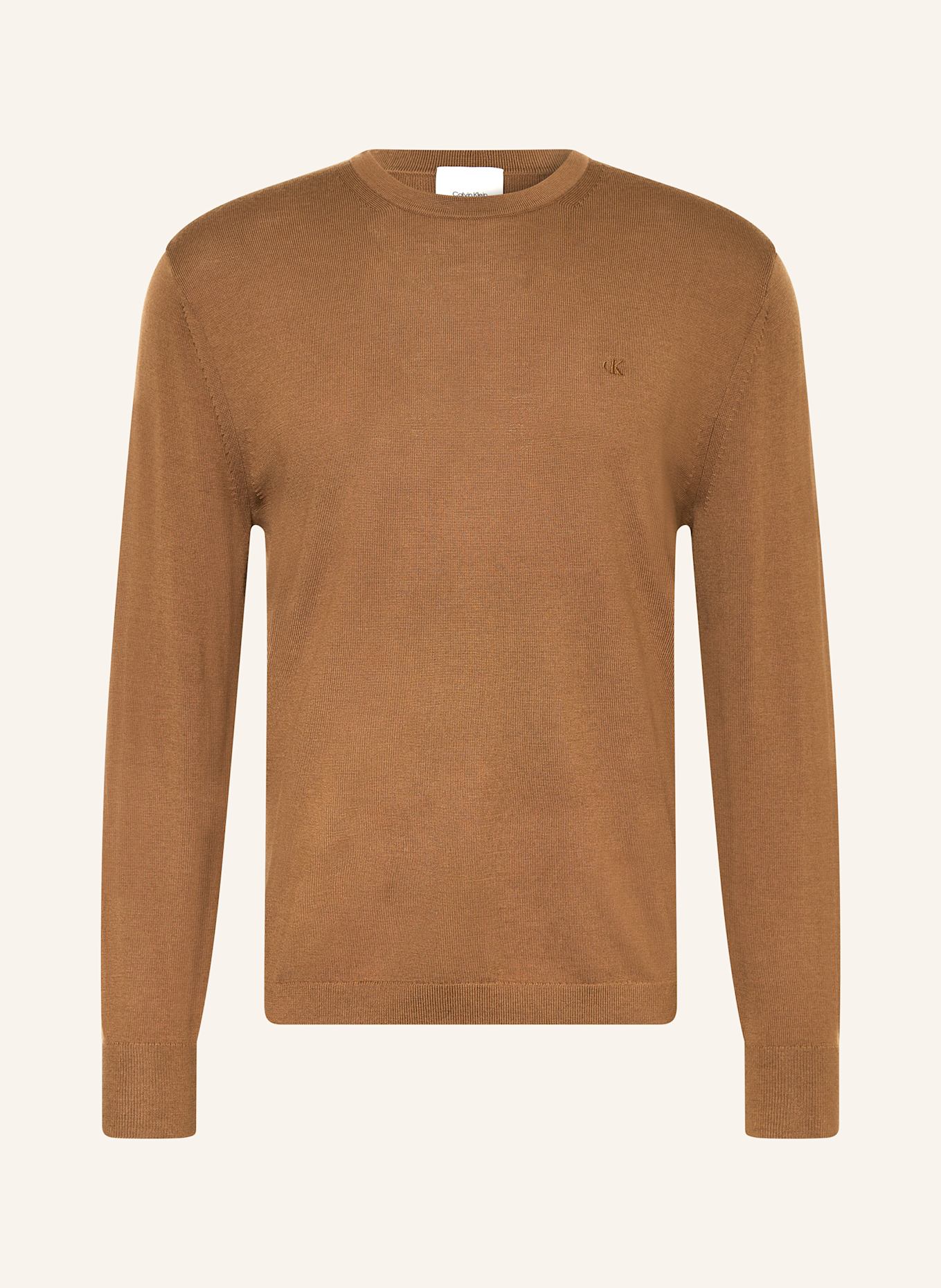 Calvin Klein Pullover aus Merinowolle: BRAUN