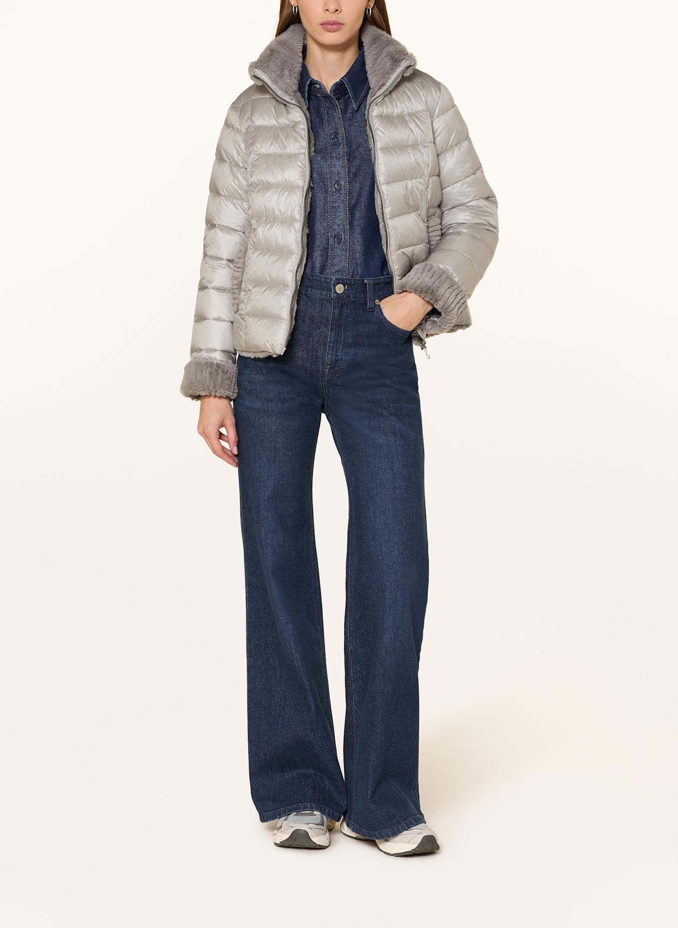 MILESTONE Steppjacke mit Kunstfell: SILBER